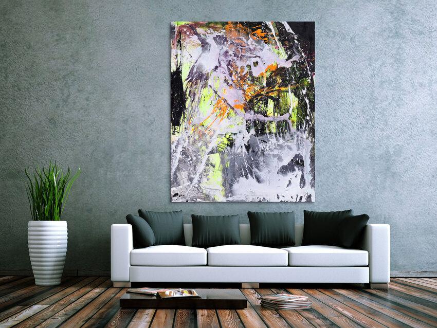 Abstraktes Gemälde Modern Art Action Painting Mischtechnik auf Leiwnand handgemalt