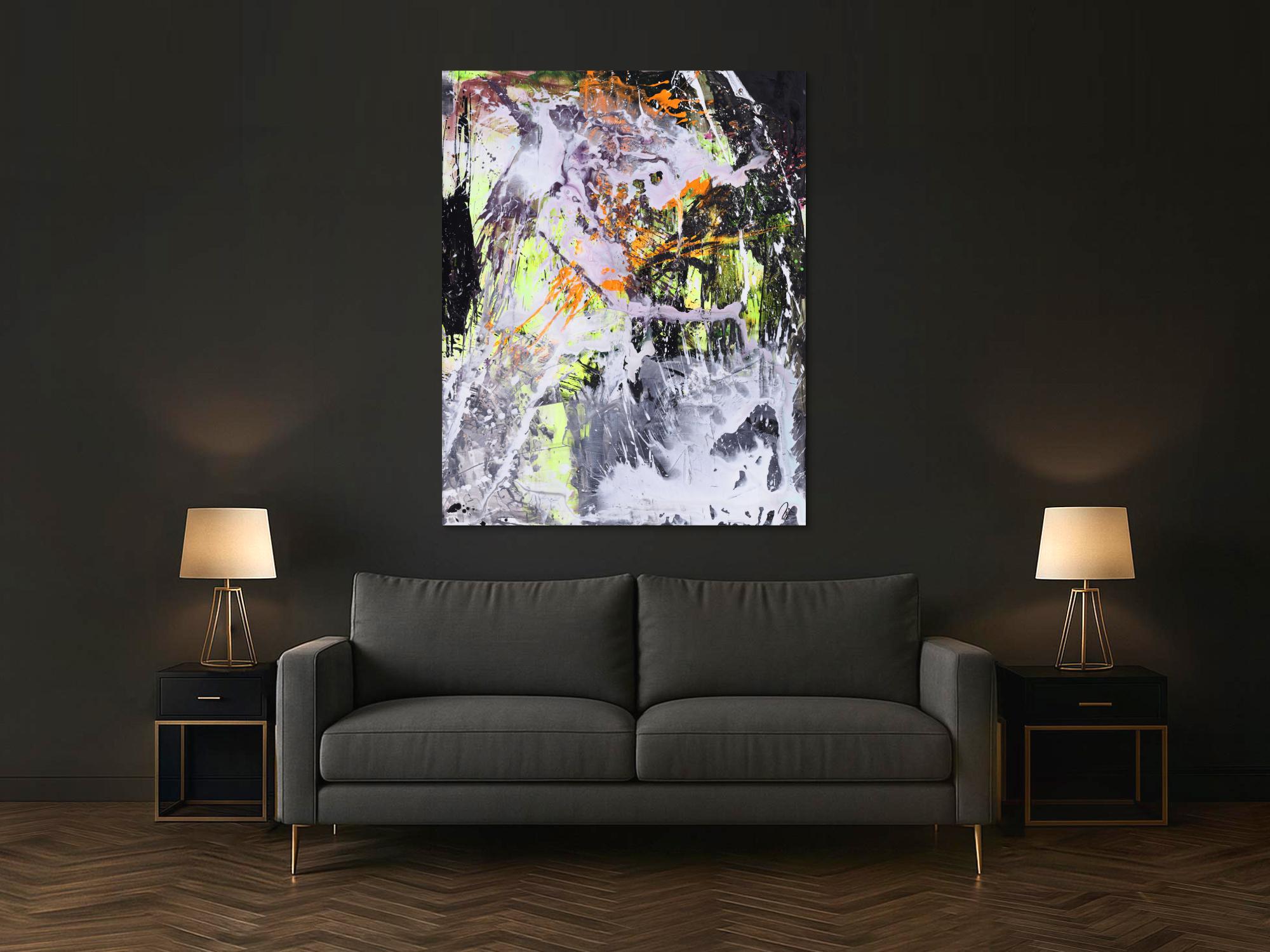 Abstraktes Gemälde Modern Art Action Painting Mischtechnik auf Leiwnand handgemalt