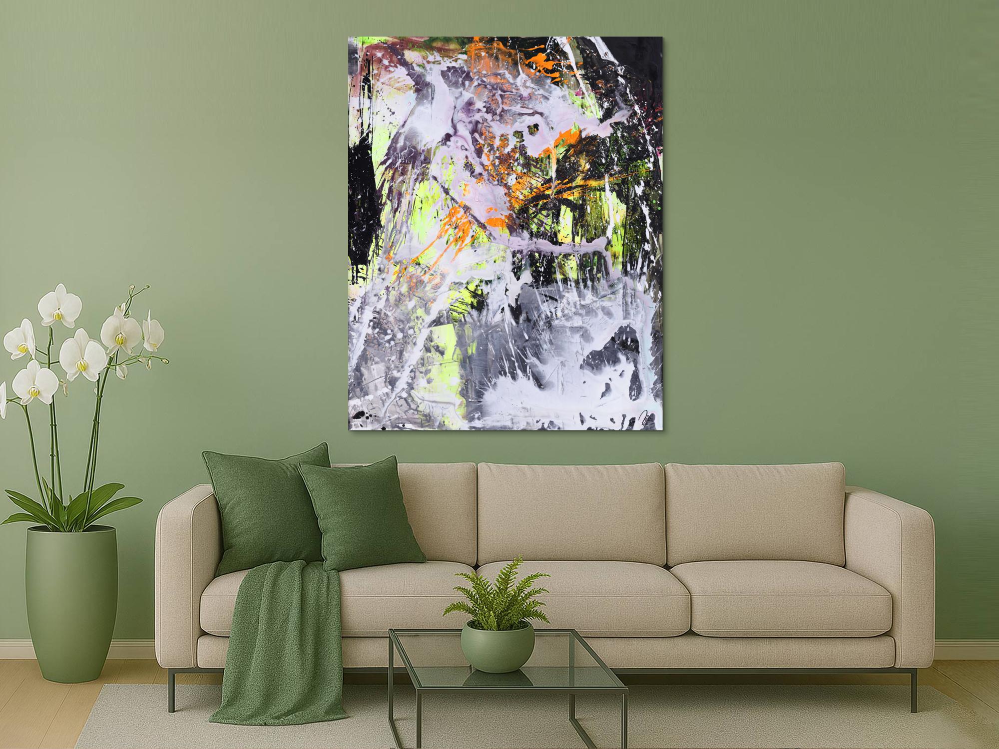 Abstraktes Gemälde Modern Art Action Painting Mischtechnik auf Leiwnand handgemalt