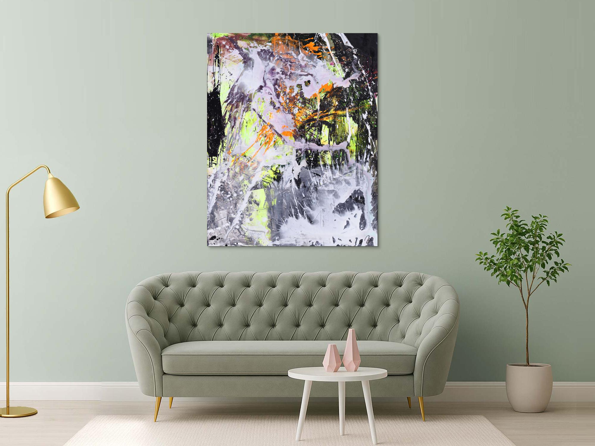 Abstraktes Gemälde Modern Art Action Painting Mischtechnik auf Leiwnand handgemalt