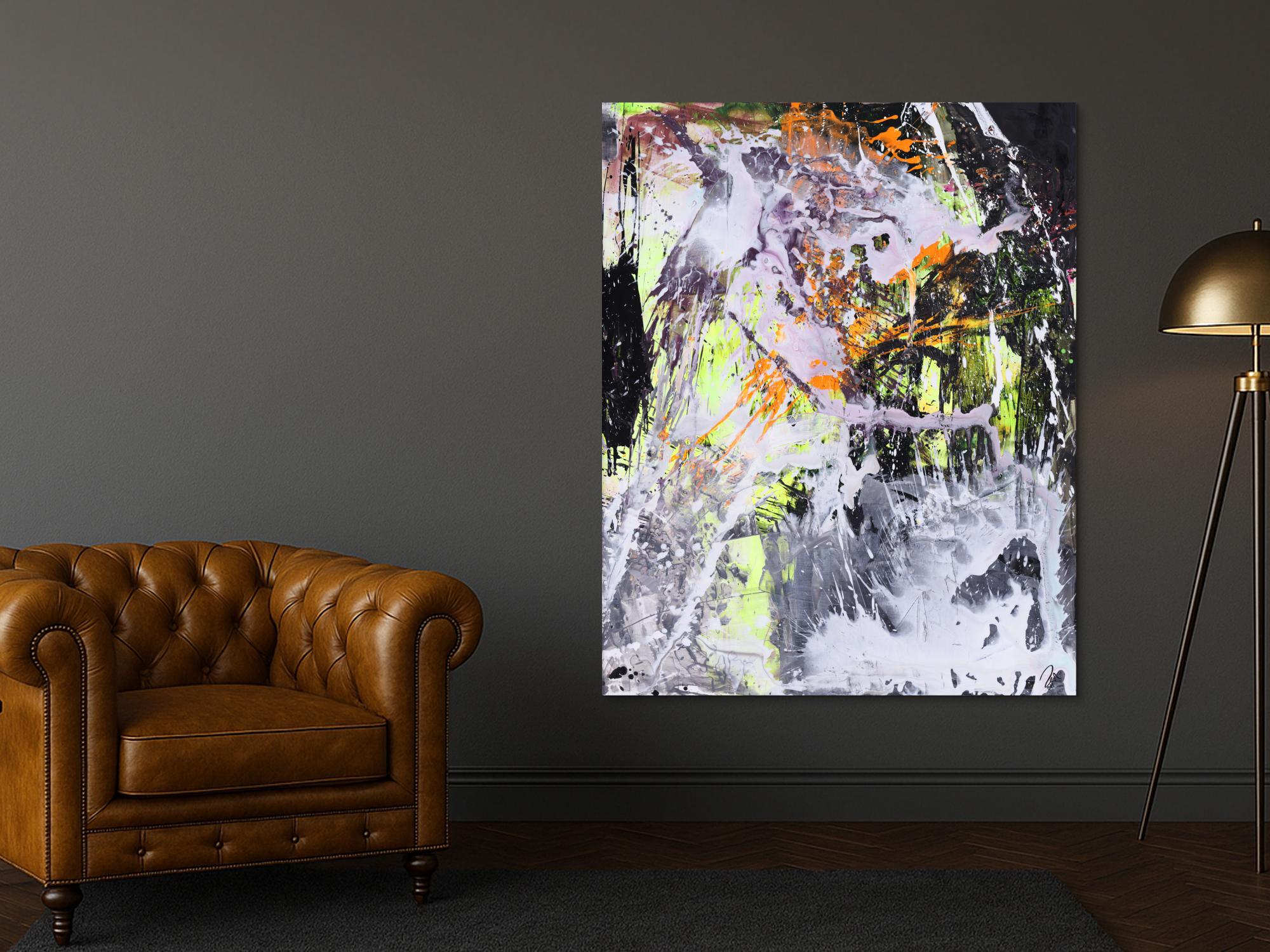 Abstraktes Gemälde Modern Art Action Painting Mischtechnik auf Leiwnand handgemalt