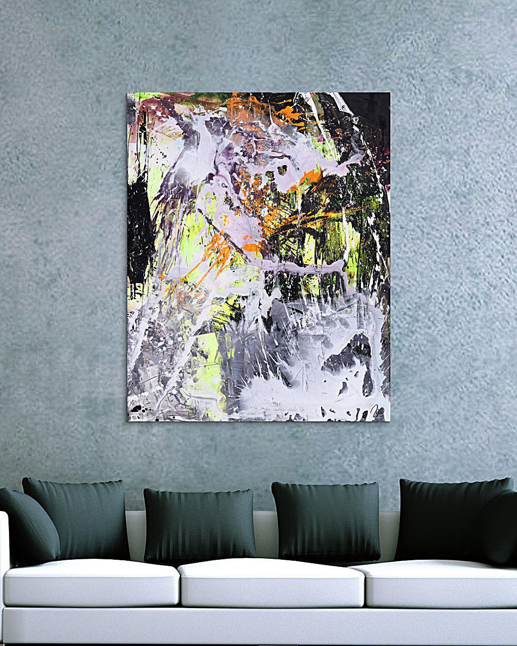 Abstraktes Gemälde Modern Art Action Painting Mischtechnik auf Leiwnand handgemalt