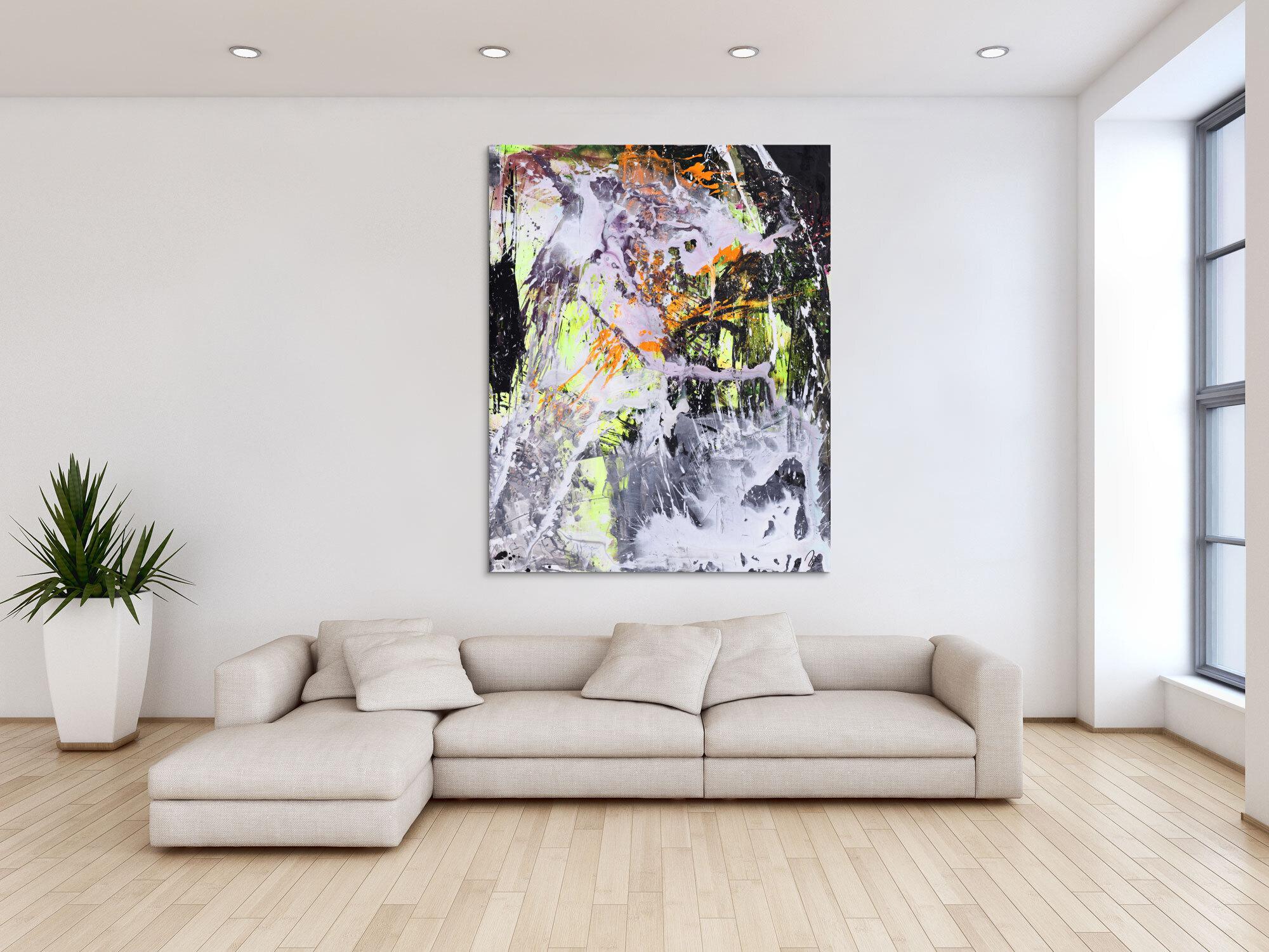 Abstraktes Gemälde Modern Art Action Painting Mischtechnik auf Leiwnand handgemalt