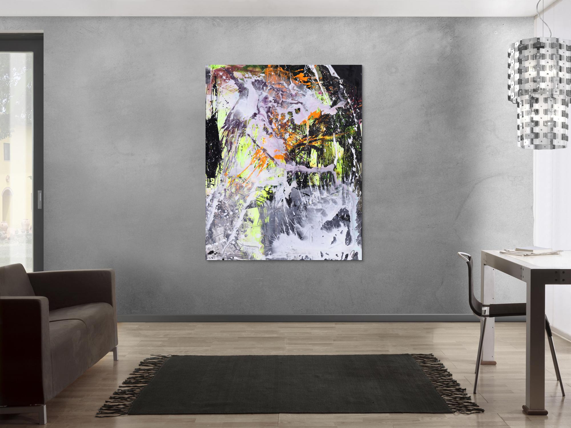 Abstraktes Gemälde Modern Art Action Painting Mischtechnik auf Leiwnand handgemalt