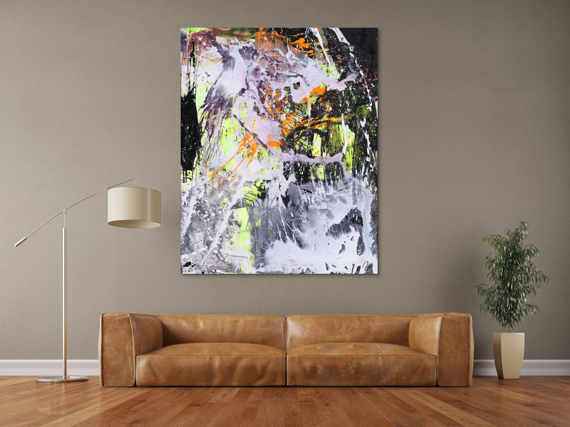 Abstraktes Gemälde Modern Art Action Painting Mischtechnik auf Leiwnand handgemalt