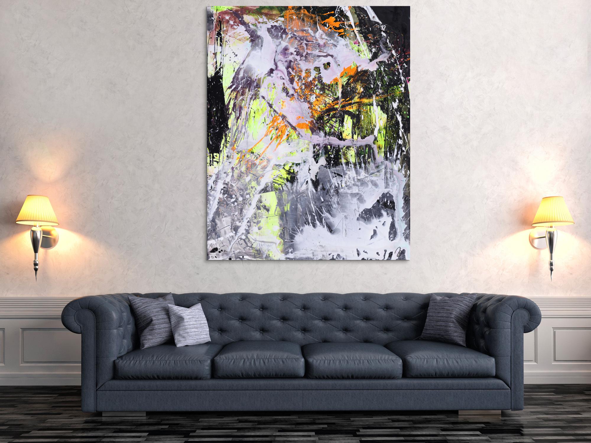 Abstraktes Gemälde Modern Art Action Painting Mischtechnik auf Leiwnand handgemalt