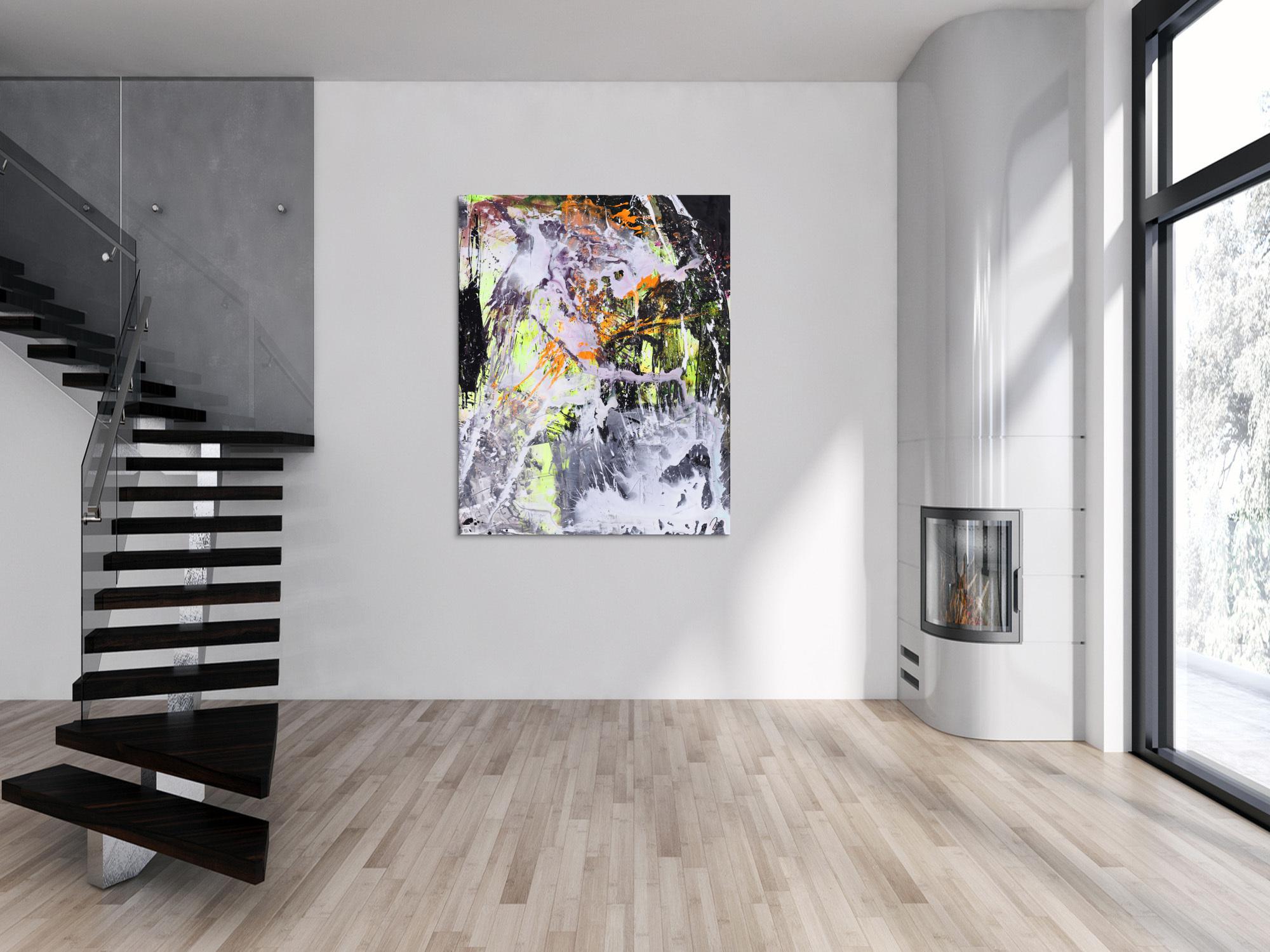 Abstraktes Gemälde Modern Art Action Painting Mischtechnik auf Leiwnand handgemalt