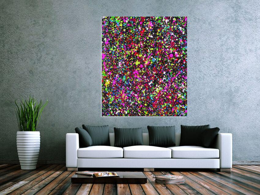 Gemälde Original abstrakt 140x120cm Action Painting Moderne Kunst auf Leinwand Splash Art schwarz braun anthrazit einzigartig