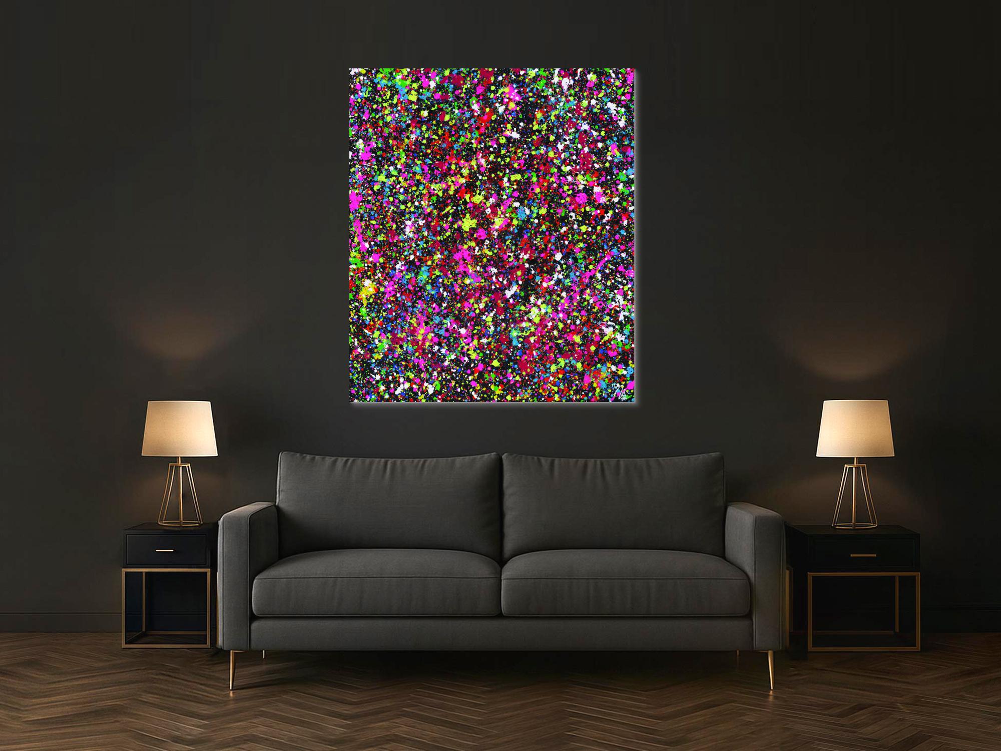 Gemälde Original abstrakt 140x120cm Action Painting Moderne Kunst auf Leinwand Splash Art schwarz braun anthrazit einzigartig