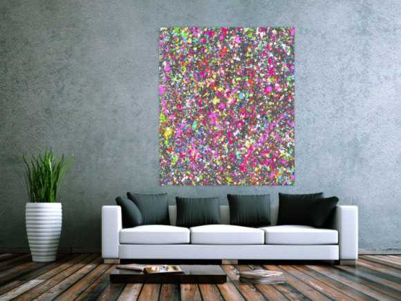 Gemälde Original abstrakt 140x120cm Action Painting Moderne Kunst auf Leinwand Splash Art schwarz braun anthrazit einzigartig