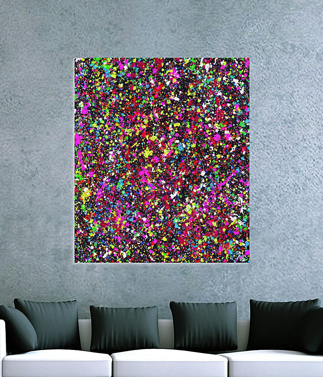 Gemälde Original abstrakt 140x120cm Action Painting Moderne Kunst auf Leinwand Splash Art schwarz braun anthrazit einzigartig