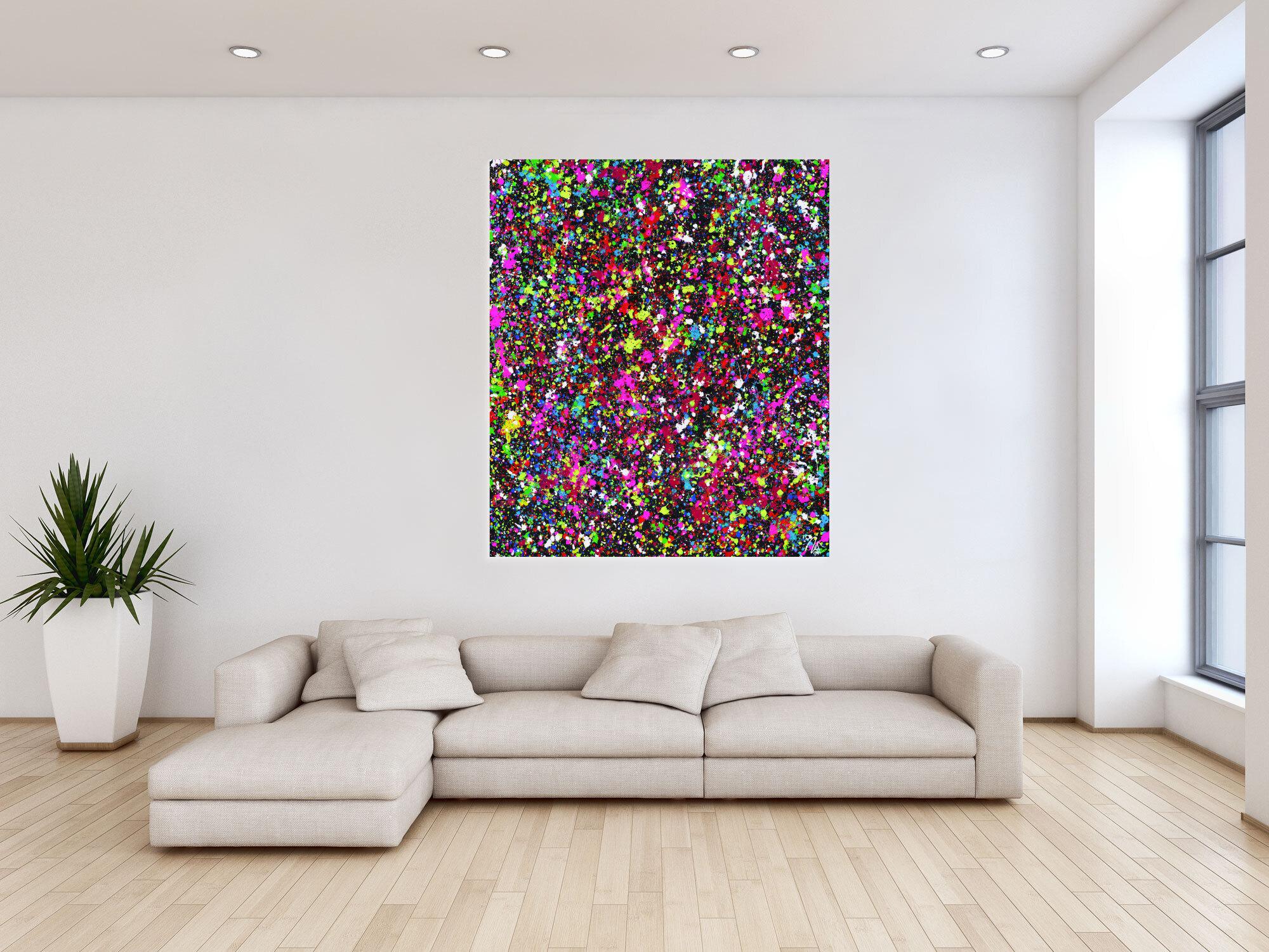 Gemälde Original abstrakt 140x120cm Action Painting Moderne Kunst auf Leinwand Splash Art schwarz braun anthrazit einzigartig
