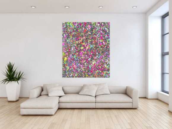 Gemälde Original abstrakt 140x120cm Action Painting Moderne Kunst auf Leinwand Splash Art schwarz braun anthrazit einzigartig