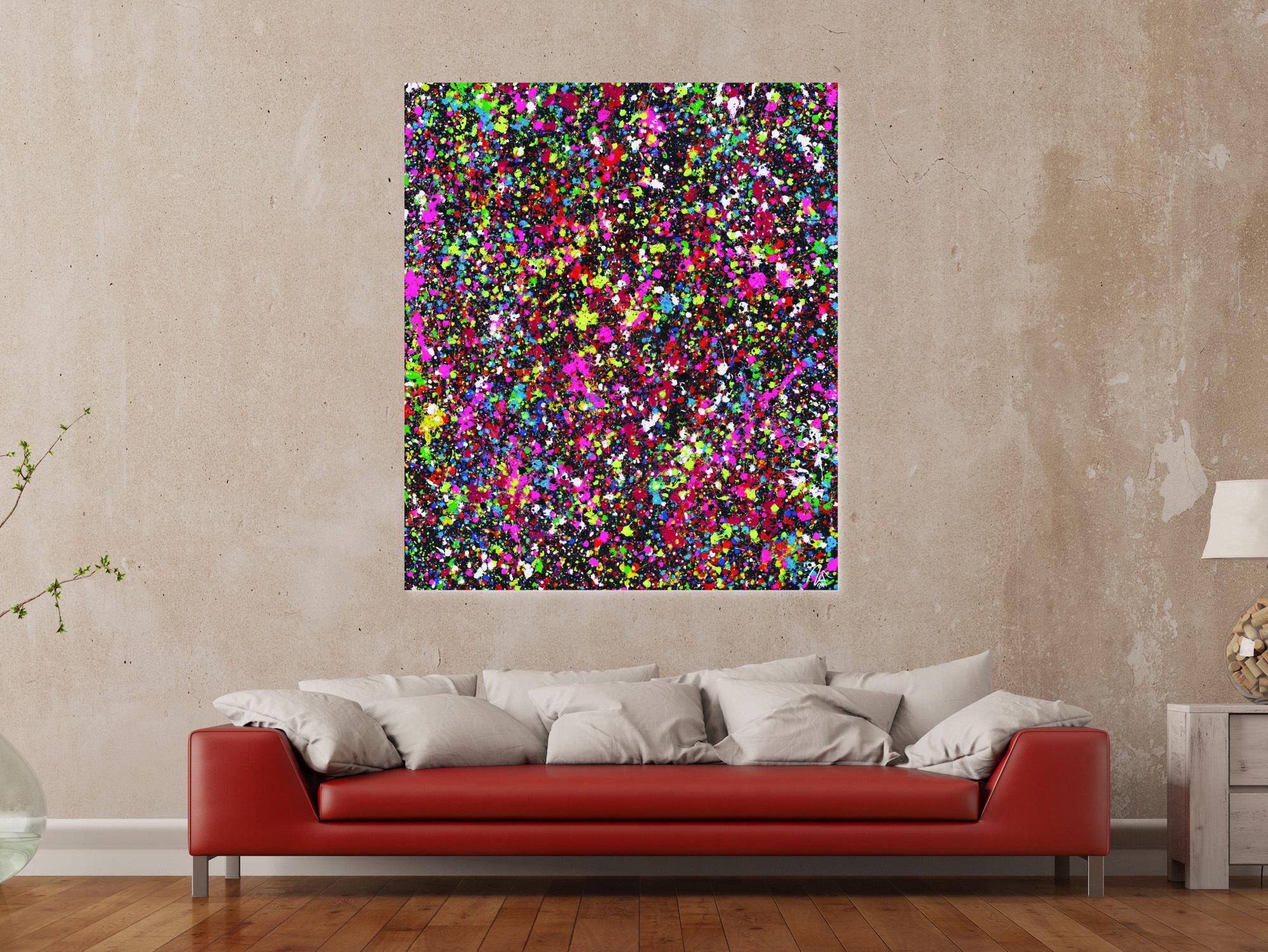 Gemälde Original abstrakt 140x120cm Action Painting Moderne Kunst auf Leinwand Splash Art schwarz braun anthrazit einzigartig