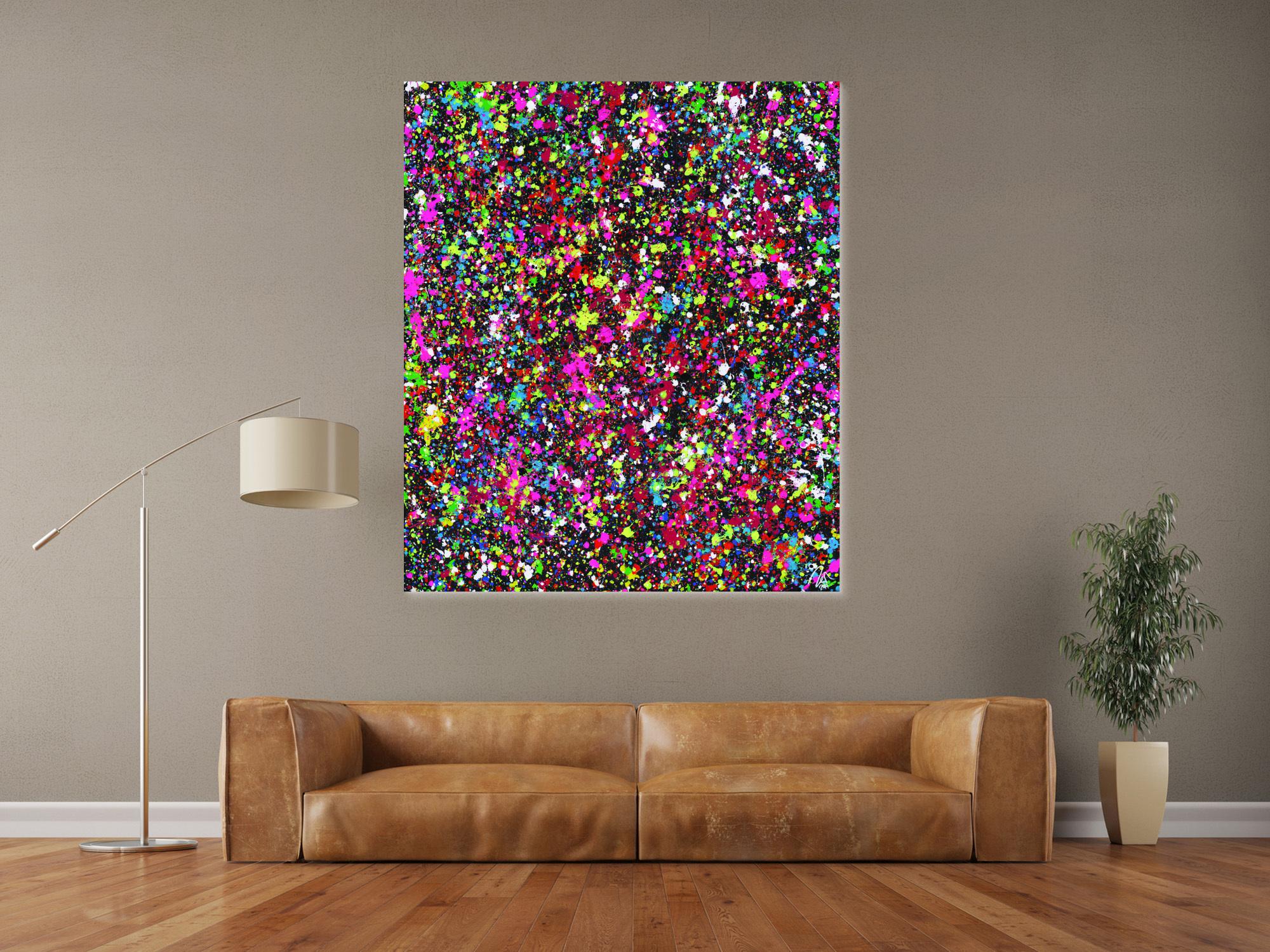 Gemälde Original abstrakt 140x120cm Action Painting Moderne Kunst auf Leinwand Splash Art schwarz braun anthrazit einzigartig