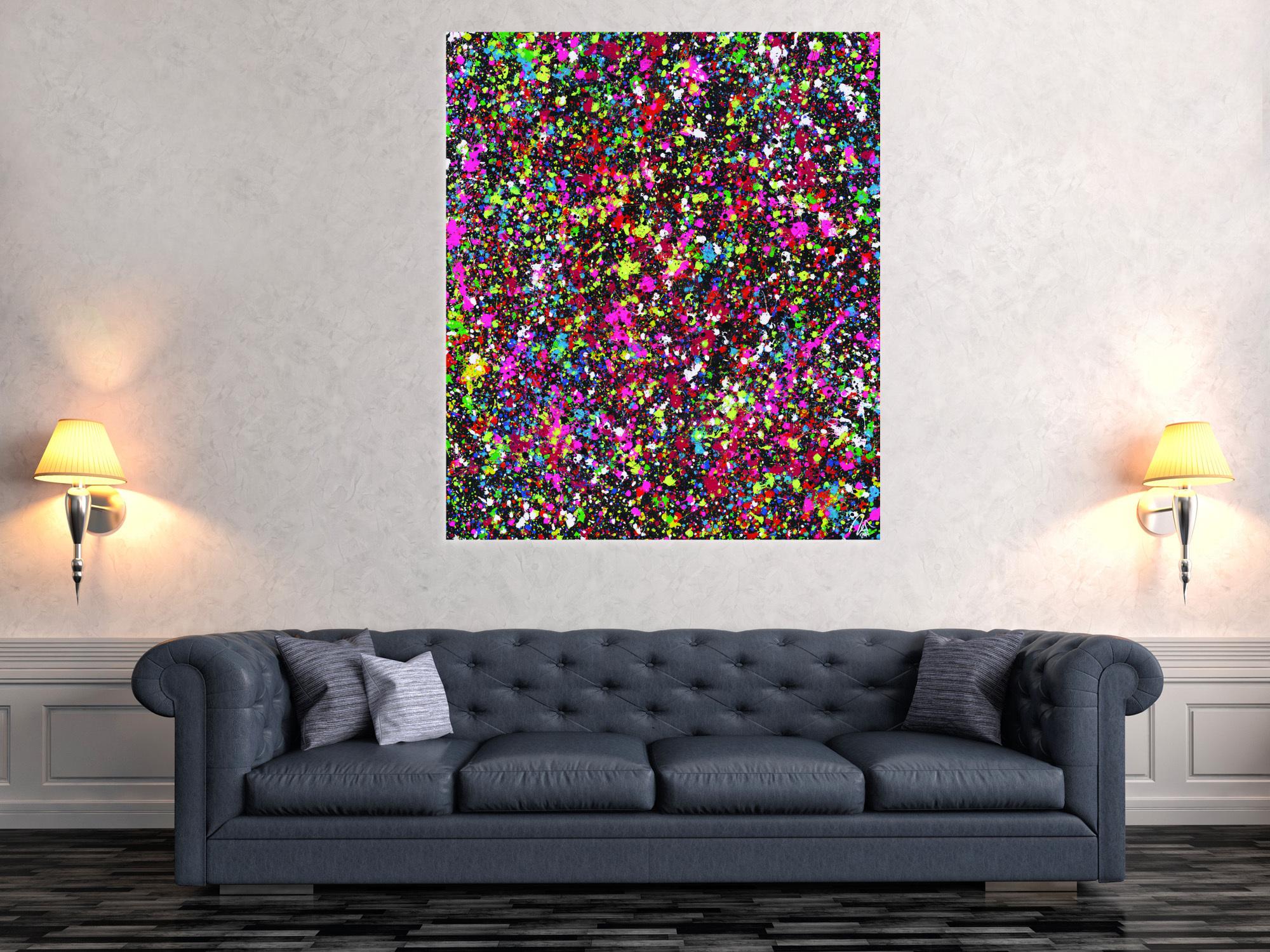 Gemälde Original abstrakt 140x120cm Action Painting Moderne Kunst auf Leinwand Splash Art schwarz braun anthrazit einzigartig