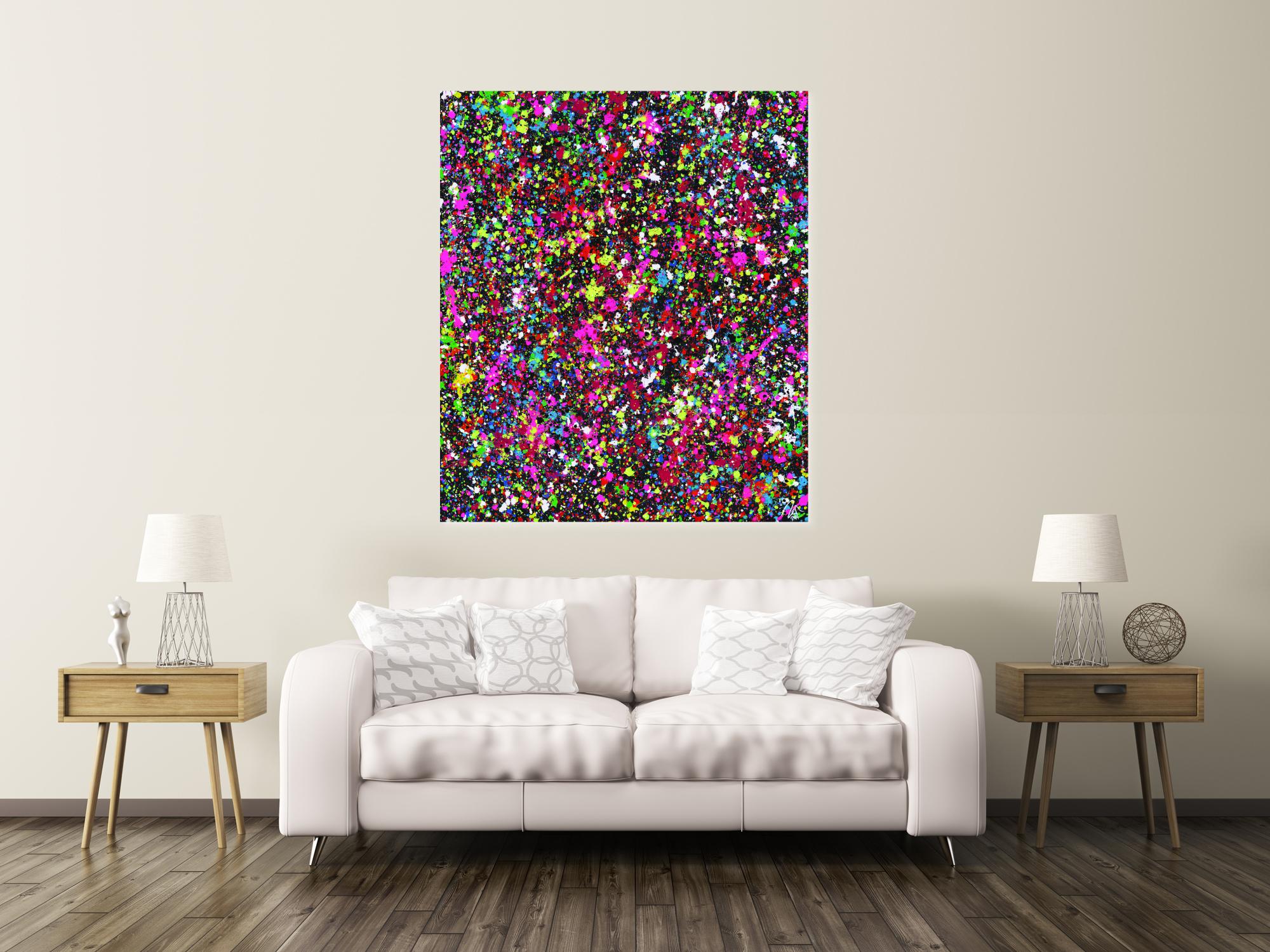 Gemälde Original abstrakt 140x120cm Action Painting Moderne Kunst auf Leinwand Splash Art schwarz braun anthrazit einzigartig