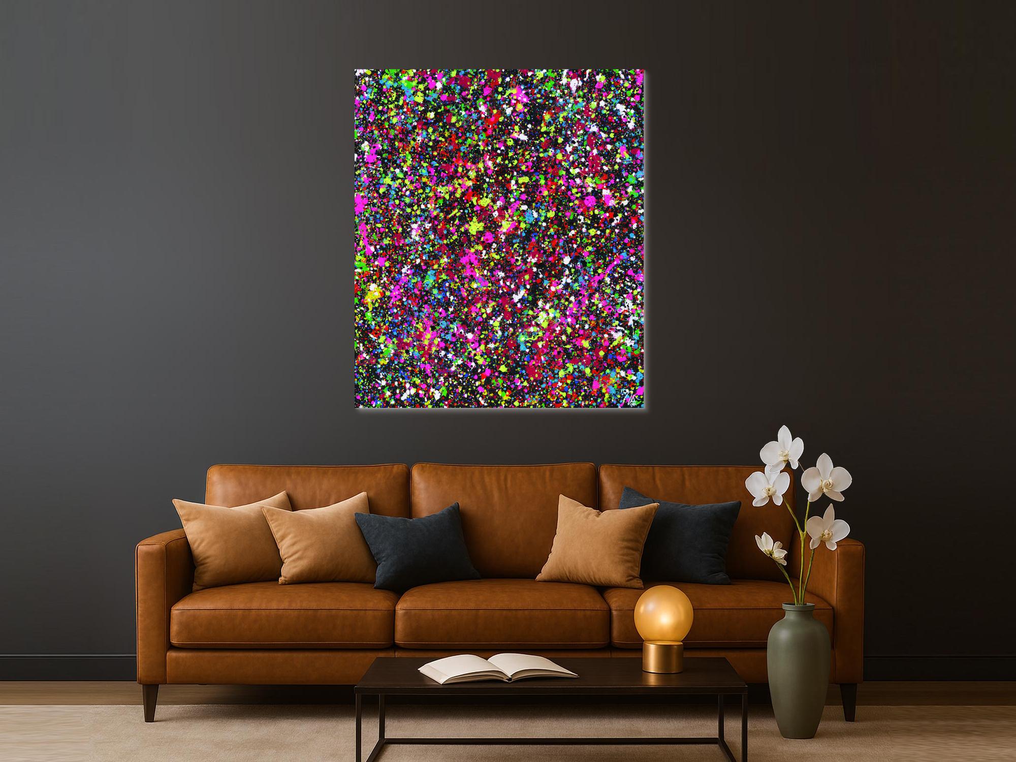 Gemälde Original abstrakt 140x120cm Action Painting Moderne Kunst auf Leinwand Splash Art schwarz braun anthrazit einzigartig