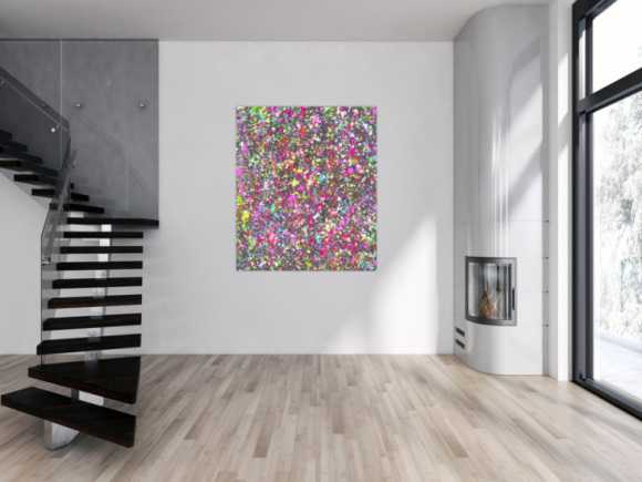 Gemälde Original abstrakt 140x120cm Action Painting Moderne Kunst auf Leinwand Splash Art schwarz braun anthrazit einzigartig