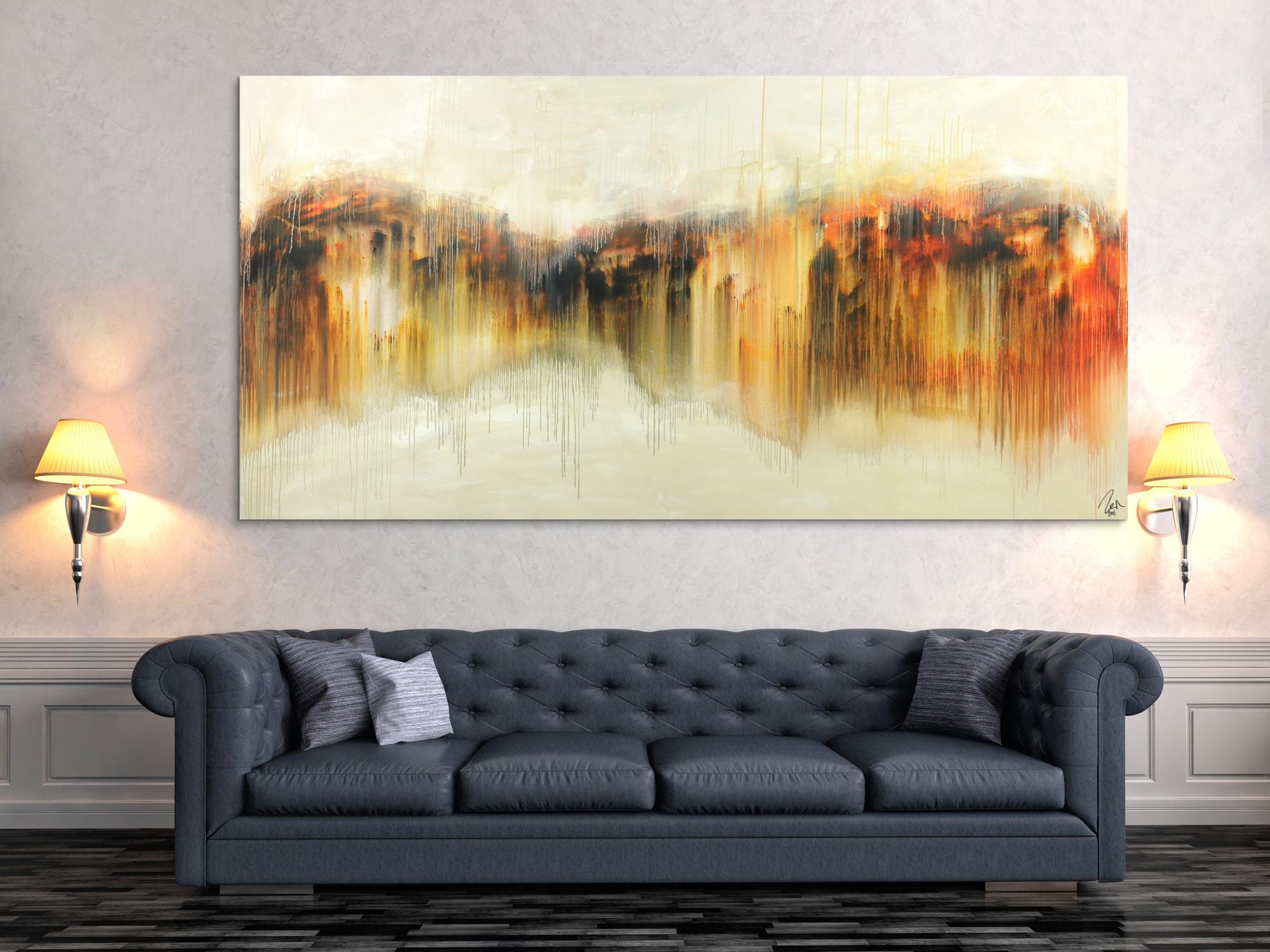 Abstraktes Gemälde Modern Art Mischtechnik handgemalt auf Leinwand sehr groß zeitgenössisch