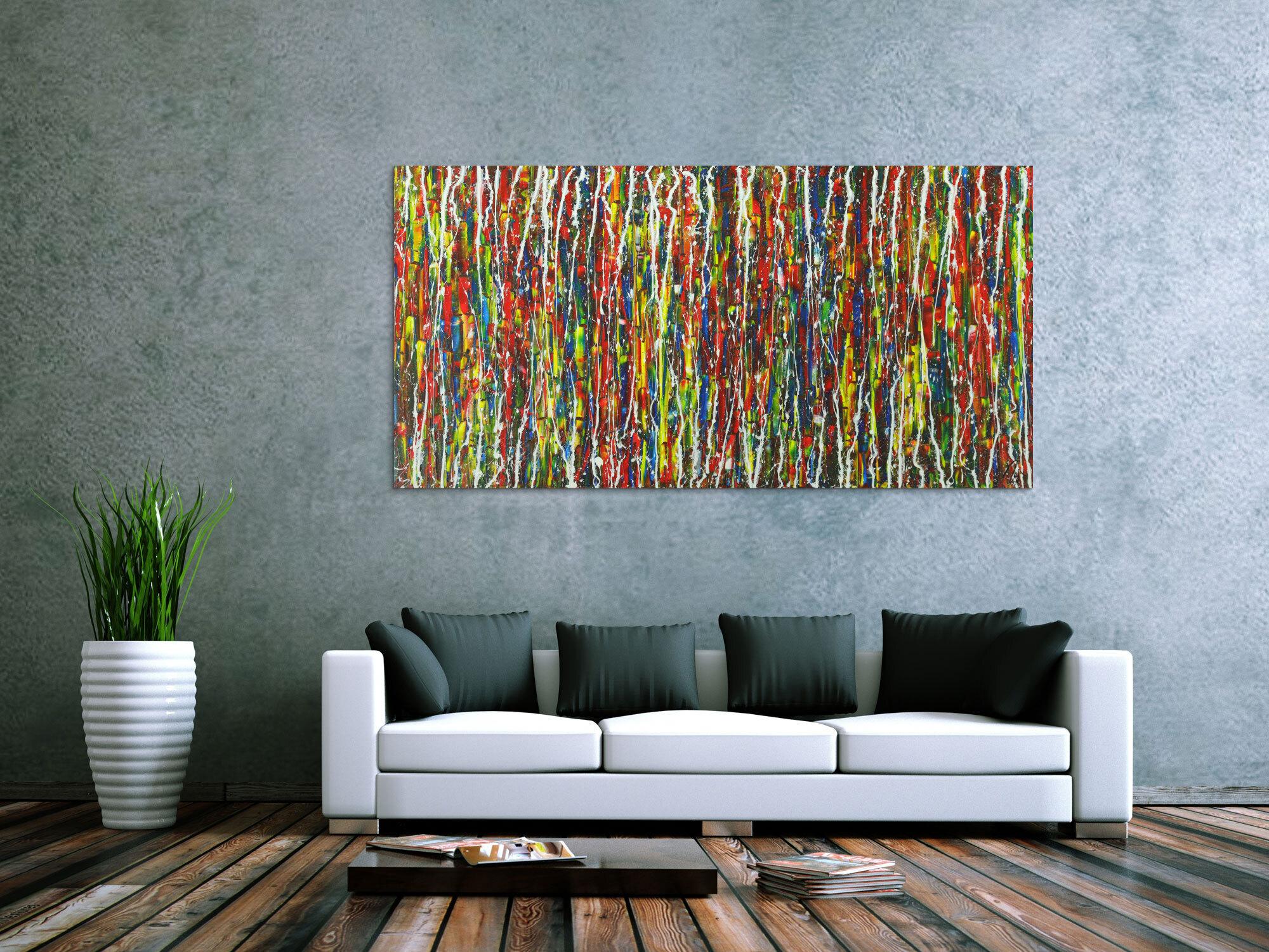 Abstraktes Gemälde Modern Art Acrylbild Action Painting handgemalt auf Leinwand