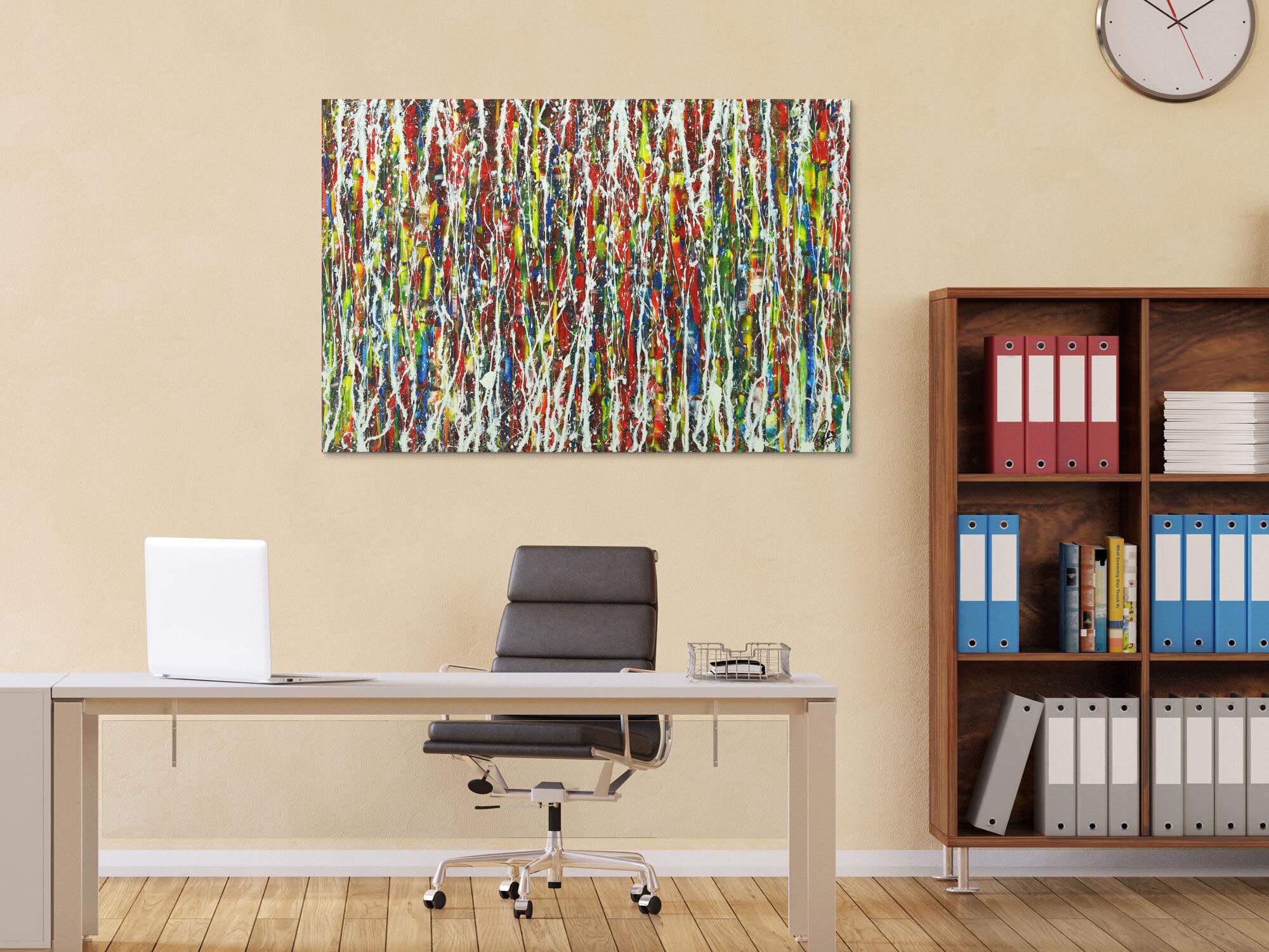 Abstraktes Gemälde auf Leinwand Modern Art bunt Action Painting handgemalt