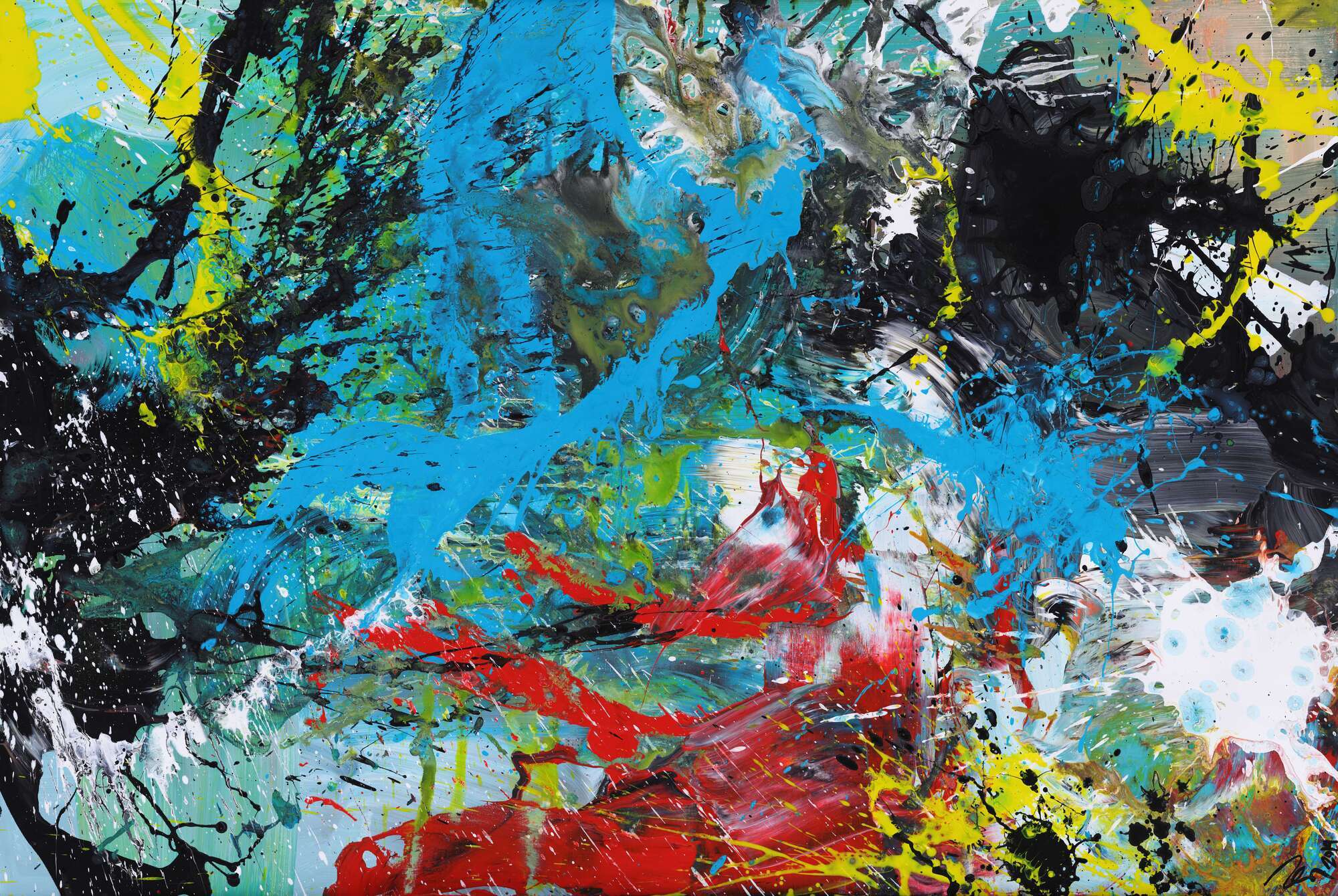 Modernes Gemälde Action Painting Mischtechnik Moden Art handgemalt bunt auf Leinwand