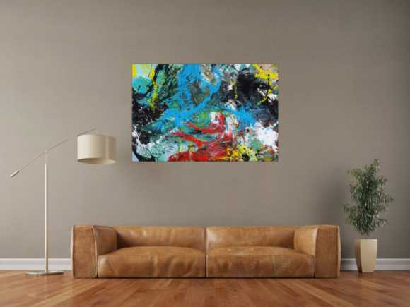 Modernes Gemälde Action Painting Mischtechnik Moden Art handgemalt bunt auf Leinwand