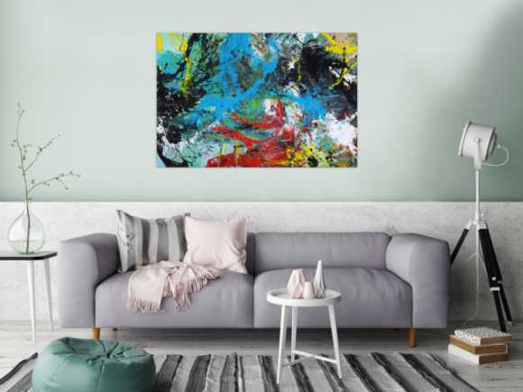 Modernes Gemälde Action Painting Mischtechnik Moden Art handgemalt bunt auf Leinwand