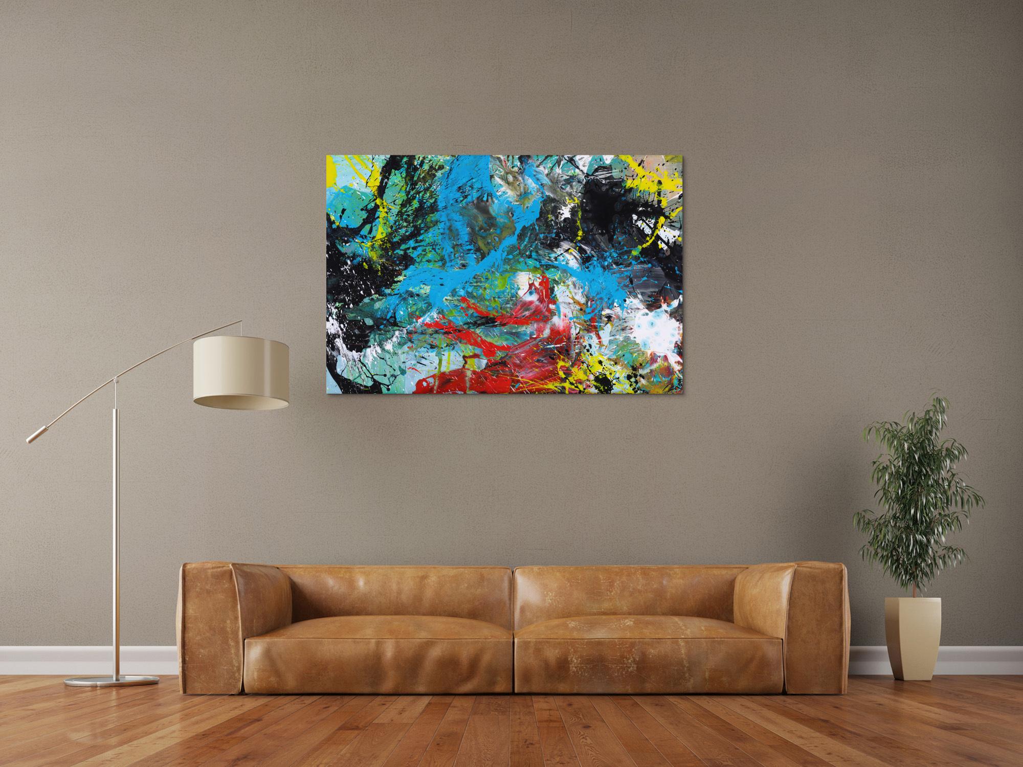 Modernes Gemälde Action Painting Mischtechnik Moden Art handgemalt bunt auf Leinwand
