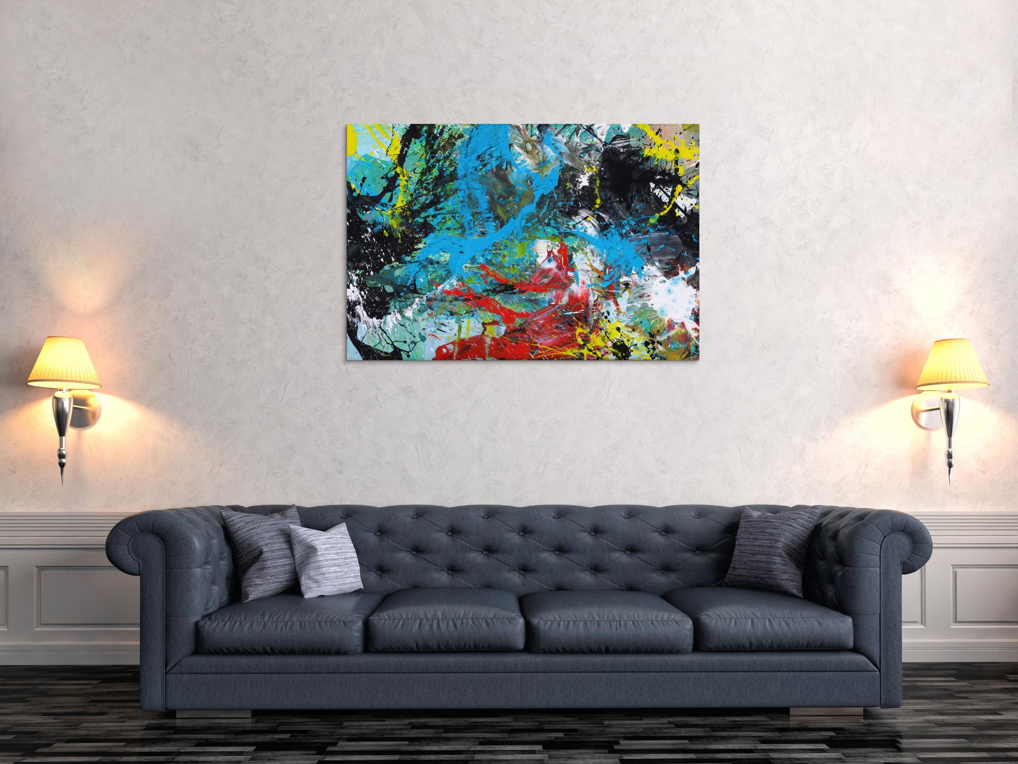 Modernes Gemälde Action Painting Mischtechnik Moden Art handgemalt bunt auf Leinwand