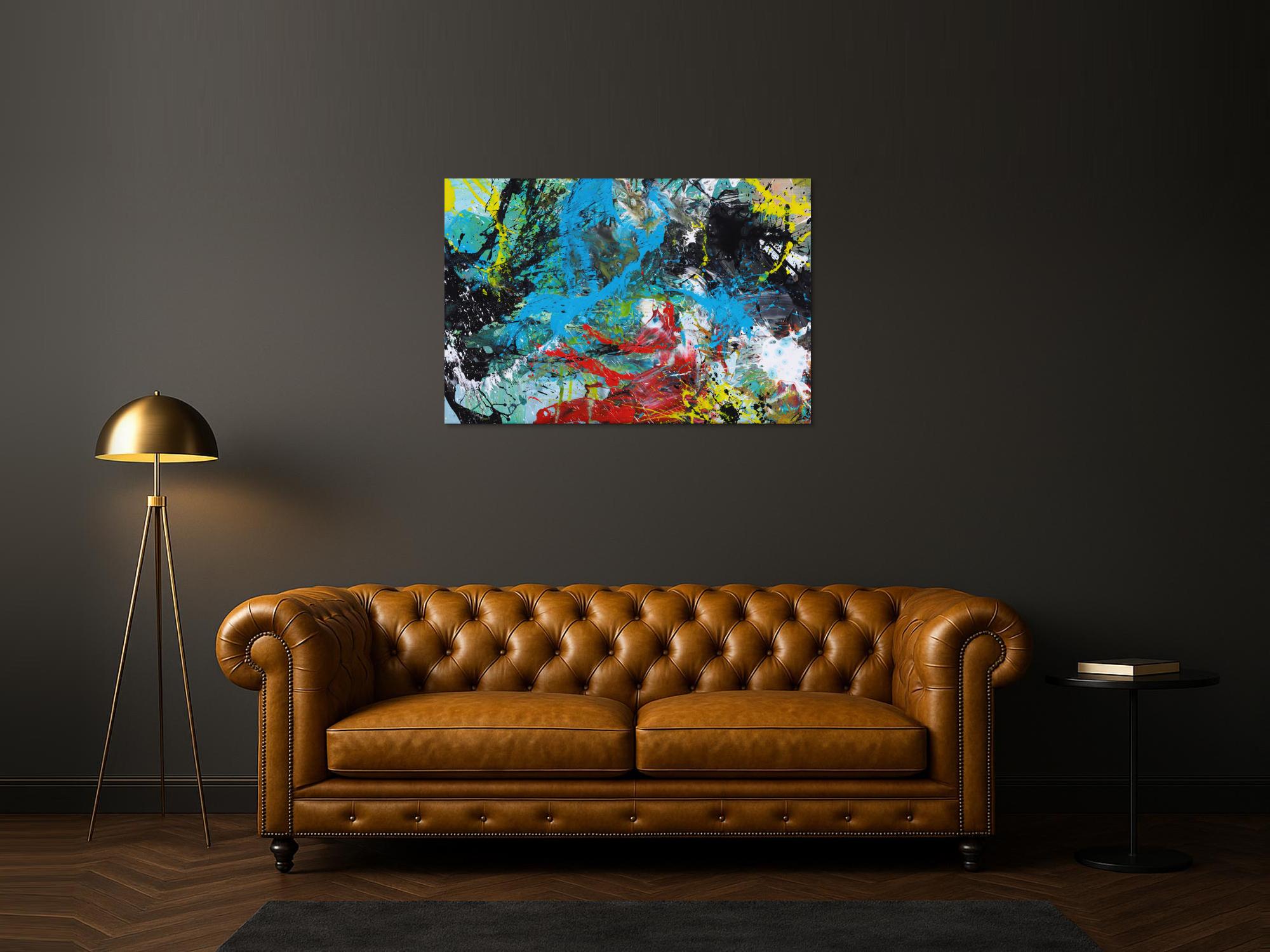 Modernes Gemälde Action Painting Mischtechnik Moden Art handgemalt bunt auf Leinwand