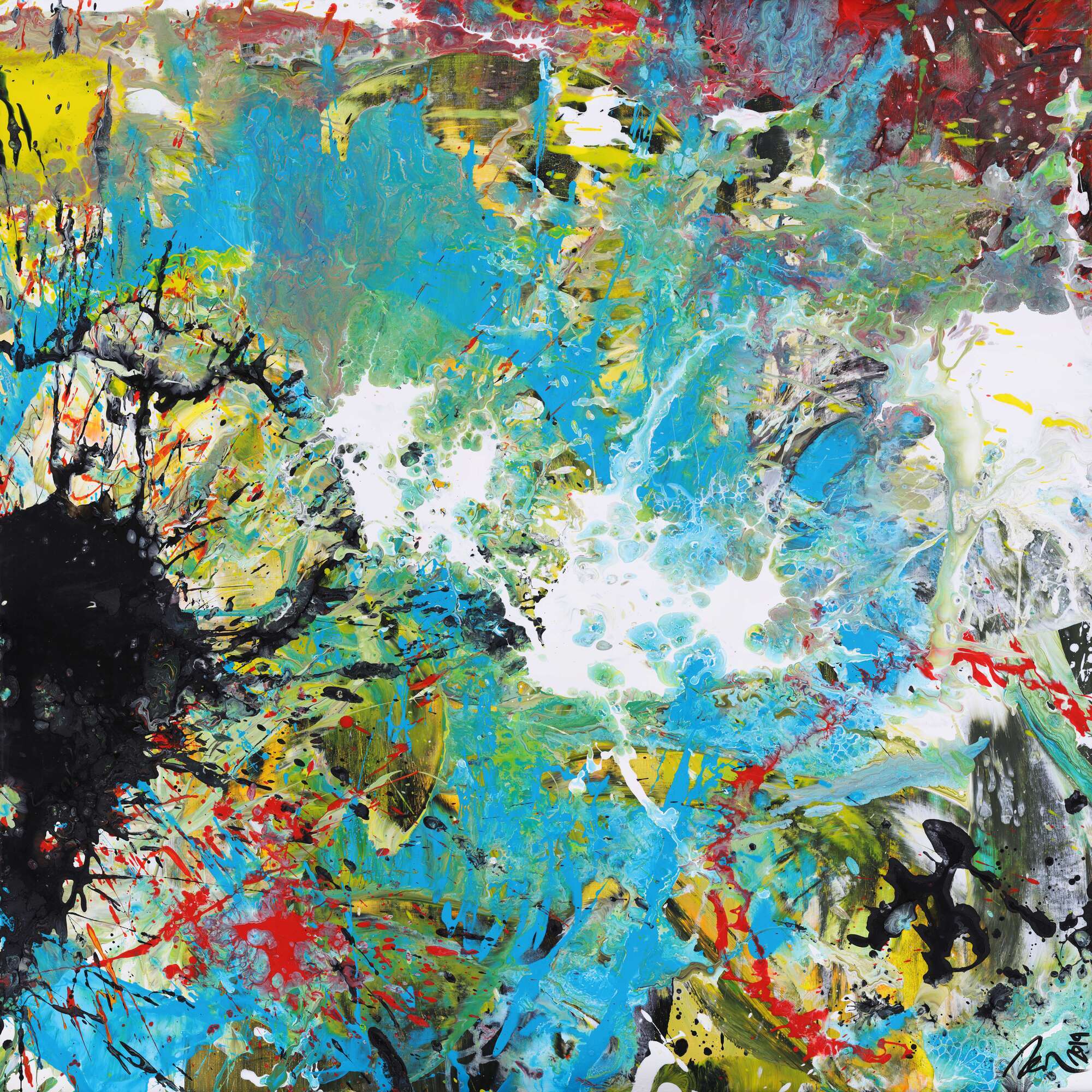 Abstraktes Acrylbild handgemalt Modern Art zwitgenössische Kunst auf Leinwand