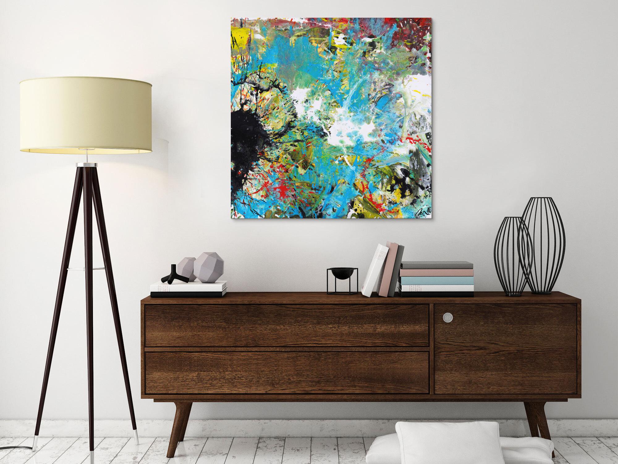 Abstraktes Acrylbild handgemalt Modern Art zwitgenössische Kunst auf Leinwand