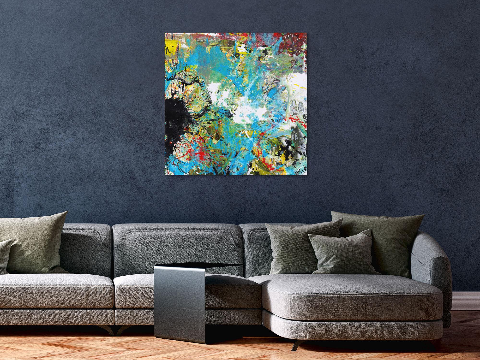 Abstraktes Acrylbild handgemalt Modern Art zwitgenössische Kunst auf Leinwand