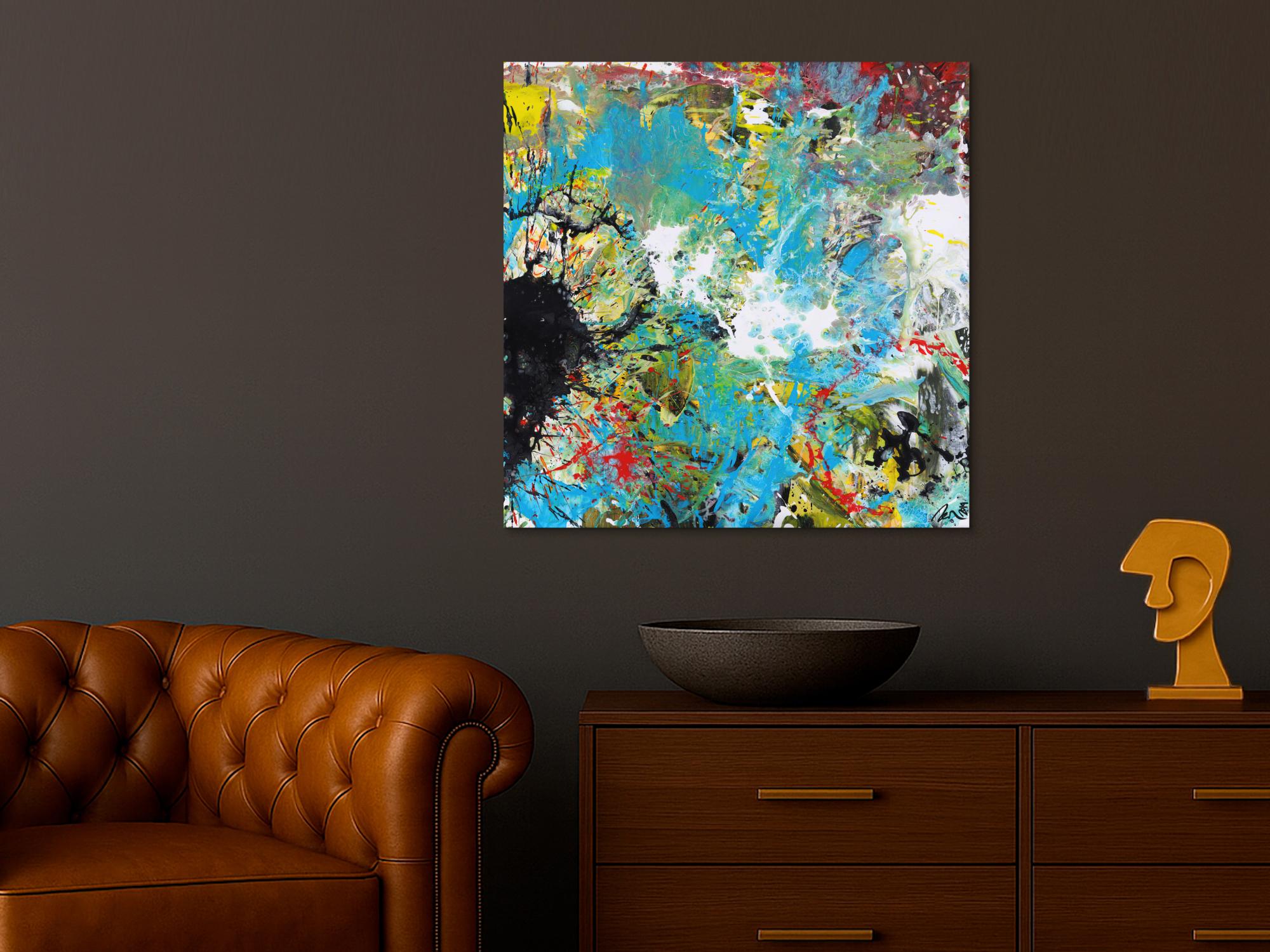 Abstraktes Acrylbild handgemalt Modern Art zwitgenössische Kunst auf Leinwand