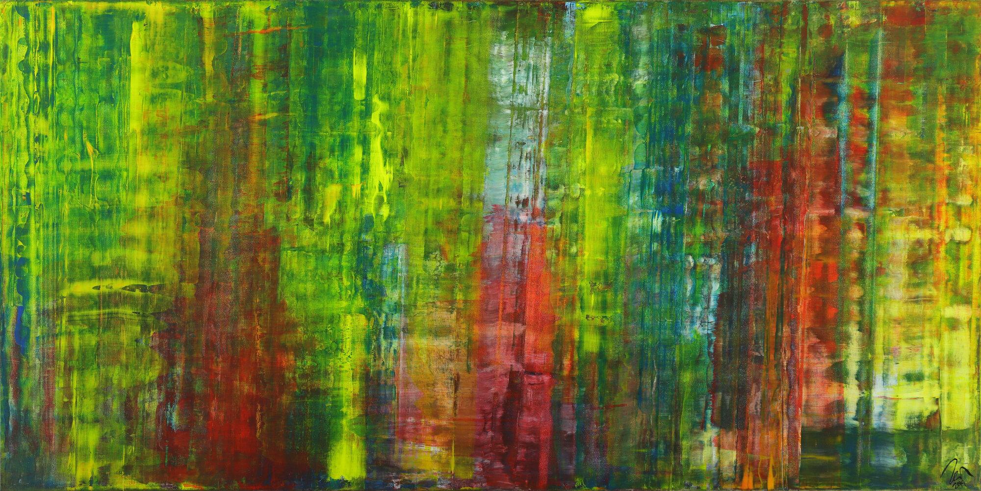 Abstraktes Gemälde handgemalt auf Leinwand bunte Farben zeitgenössisch Modern Art