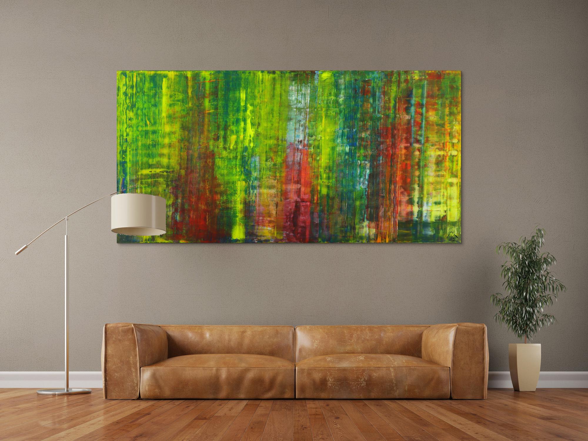 Abstraktes Gemälde handgemalt auf Leinwand bunte Farben zeitgenössisch Modern Art