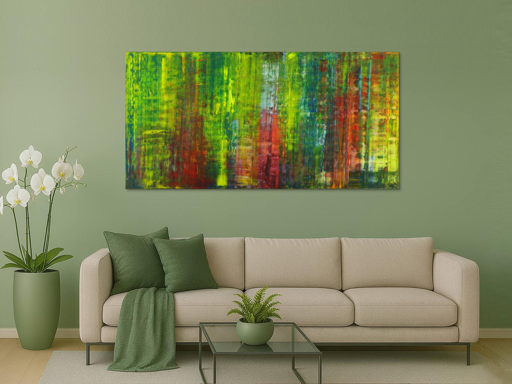 Abstraktes Gemälde handgemalt auf Leinwand bunte Farben zeitgenössisch Modern Art