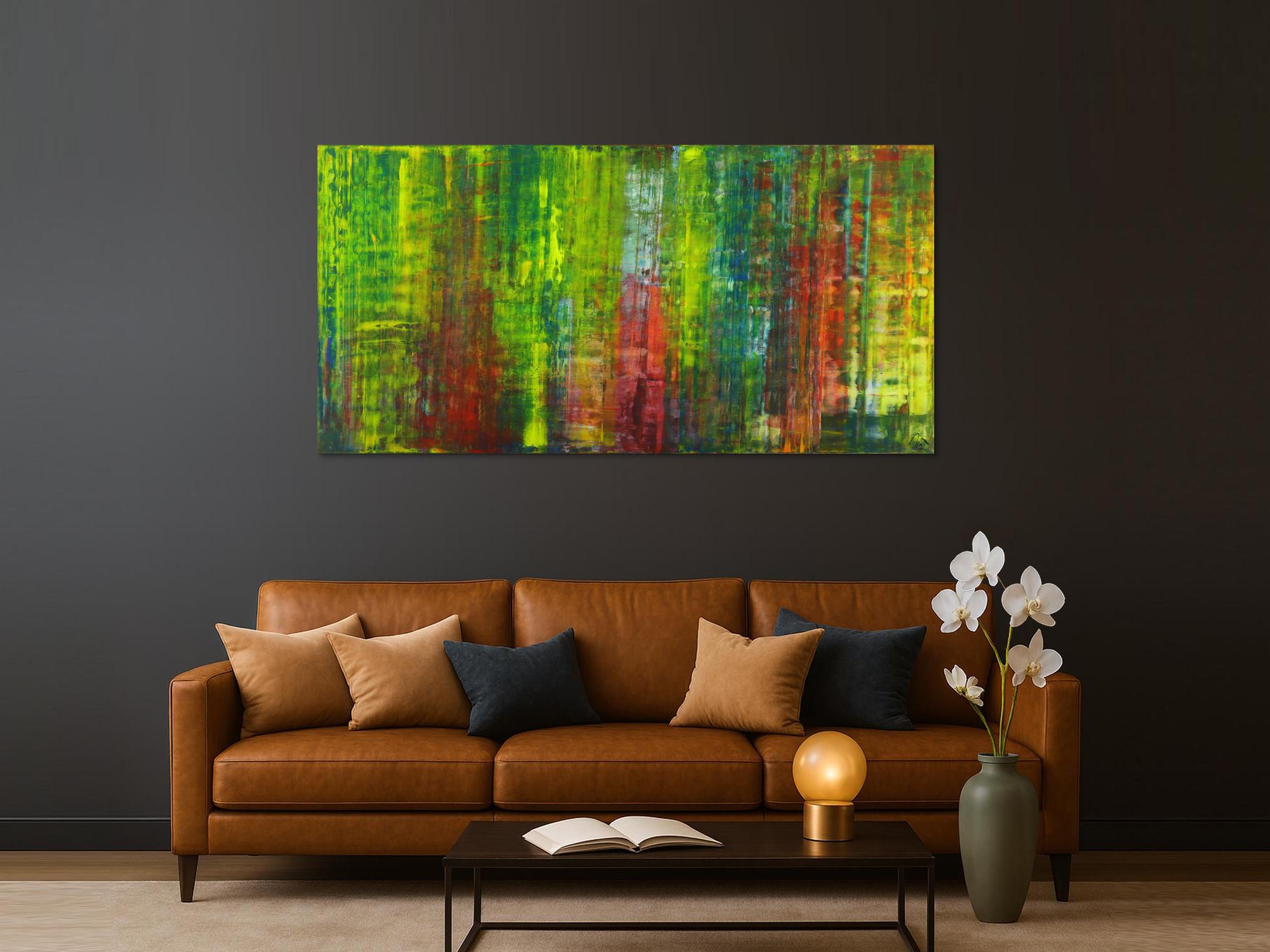 Abstraktes Gemälde handgemalt auf Leinwand bunte Farben zeitgenössisch Modern Art