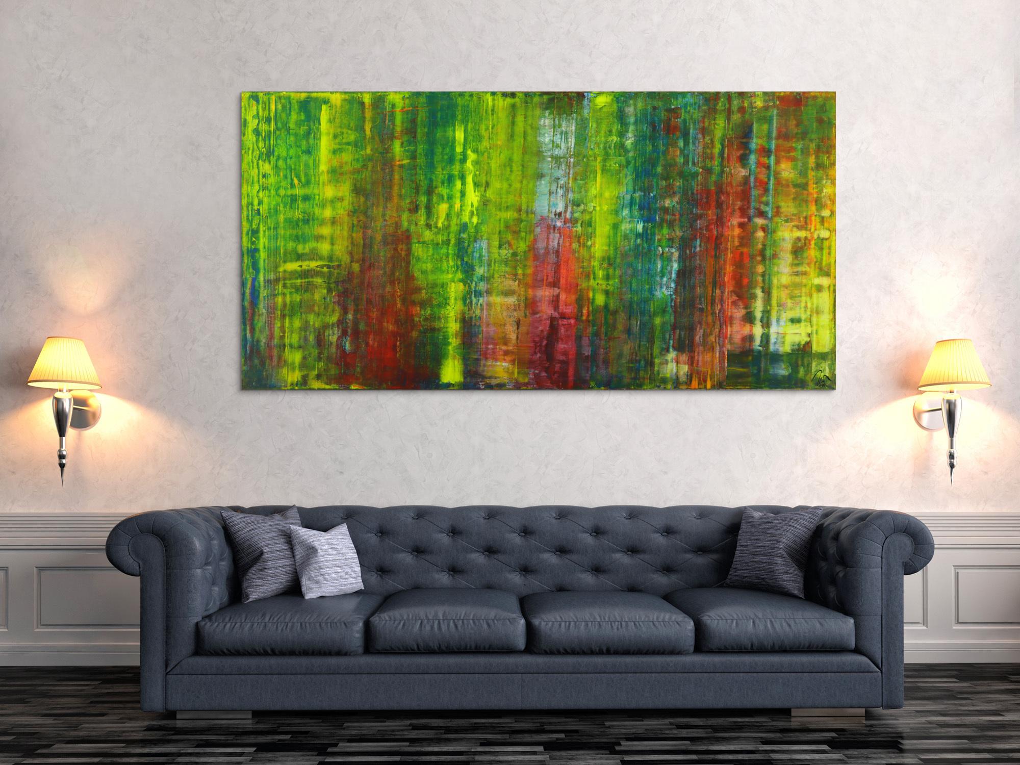 Abstraktes Gemälde handgemalt auf Leinwand bunte Farben zeitgenössisch Modern Art