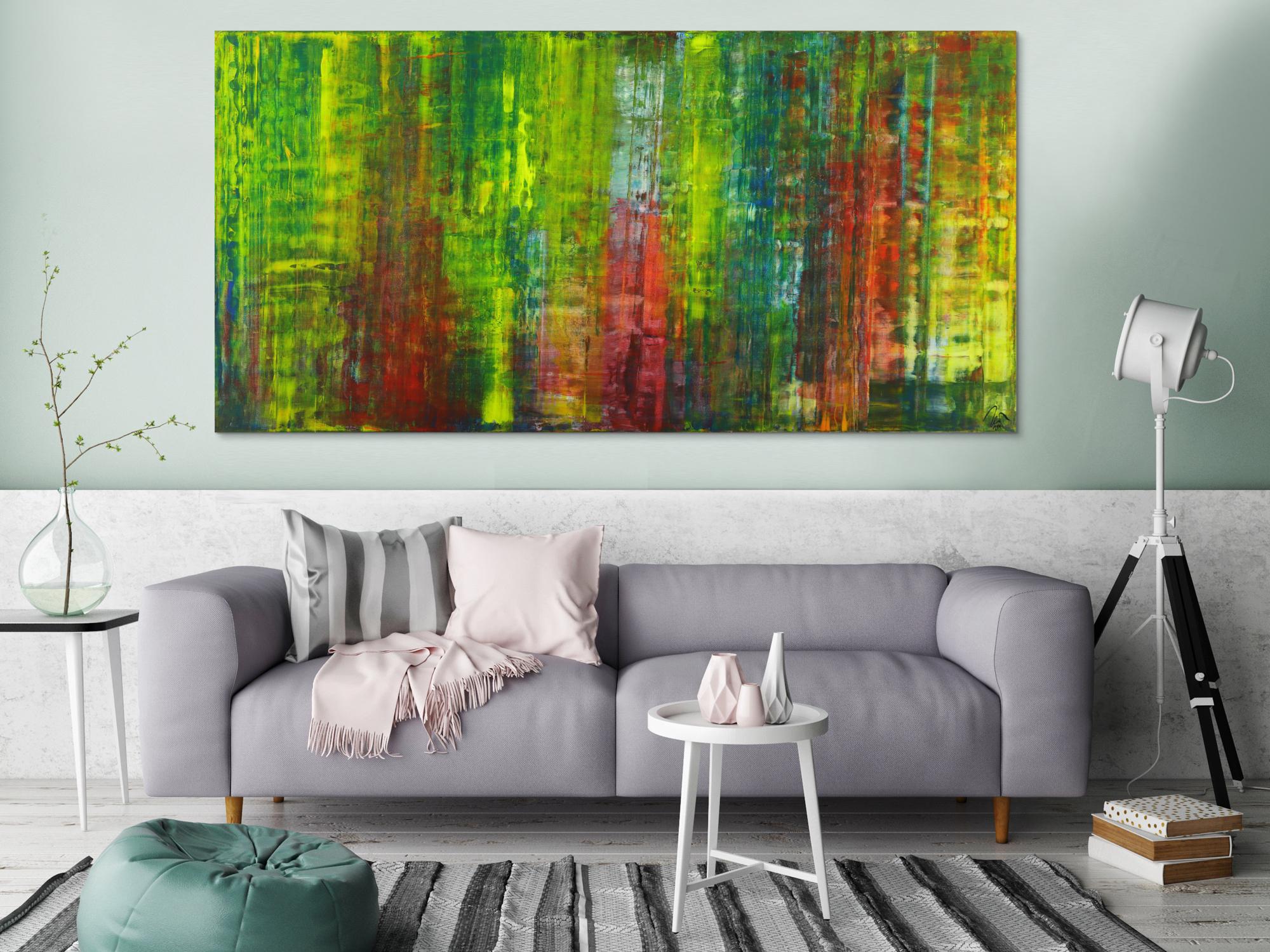 Abstraktes Gemälde handgemalt auf Leinwand bunte Farben zeitgenössisch Modern Art