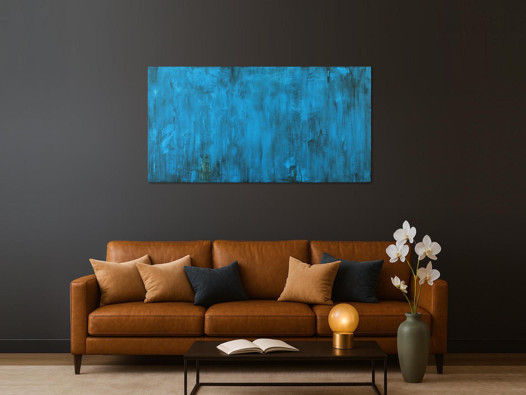 Abstraktes Gemälde Türkis vintage Look Modern Art handgemalt