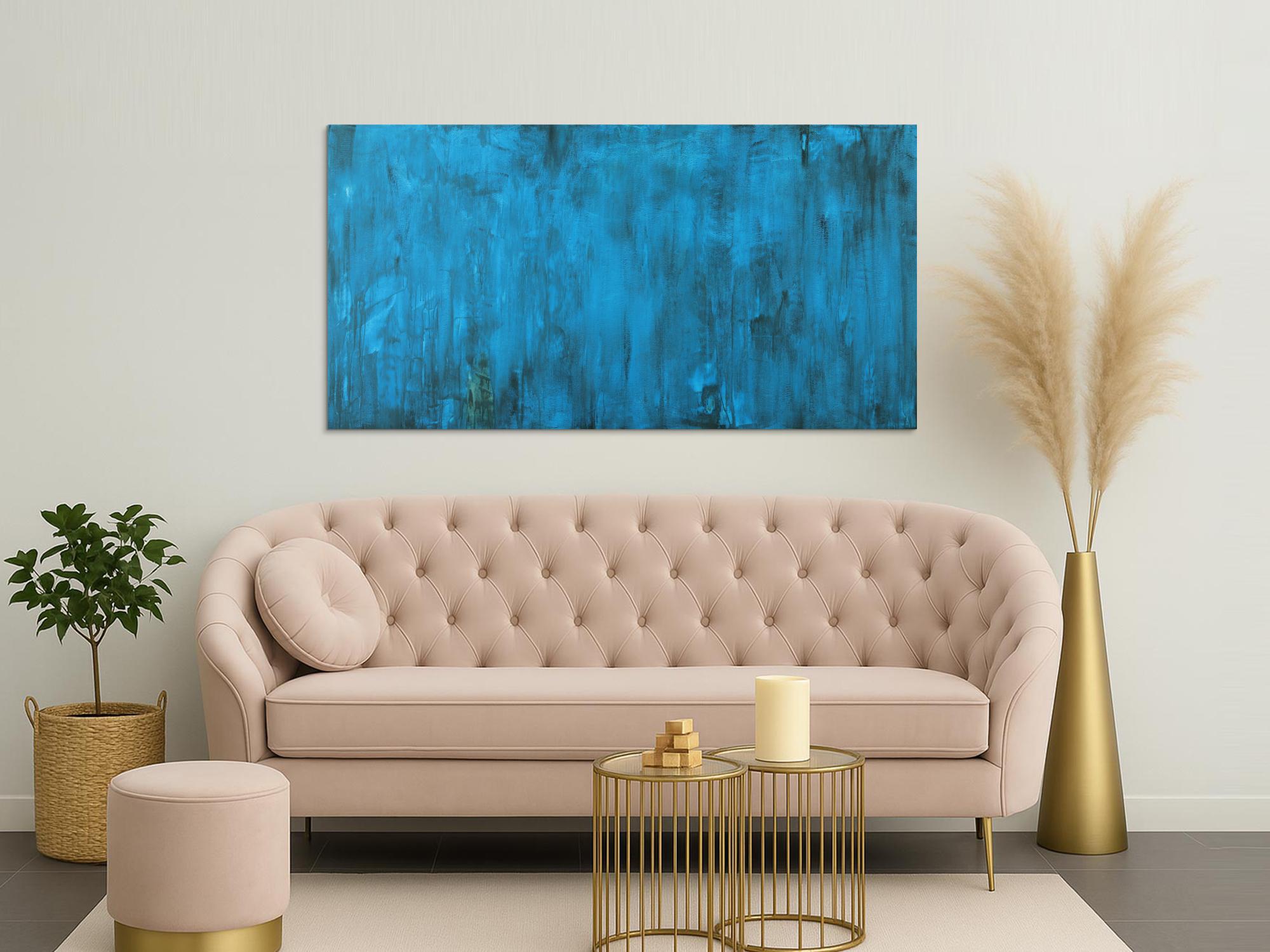 Abstraktes Gemälde Türkis vintage Look Modern Art handgemalt