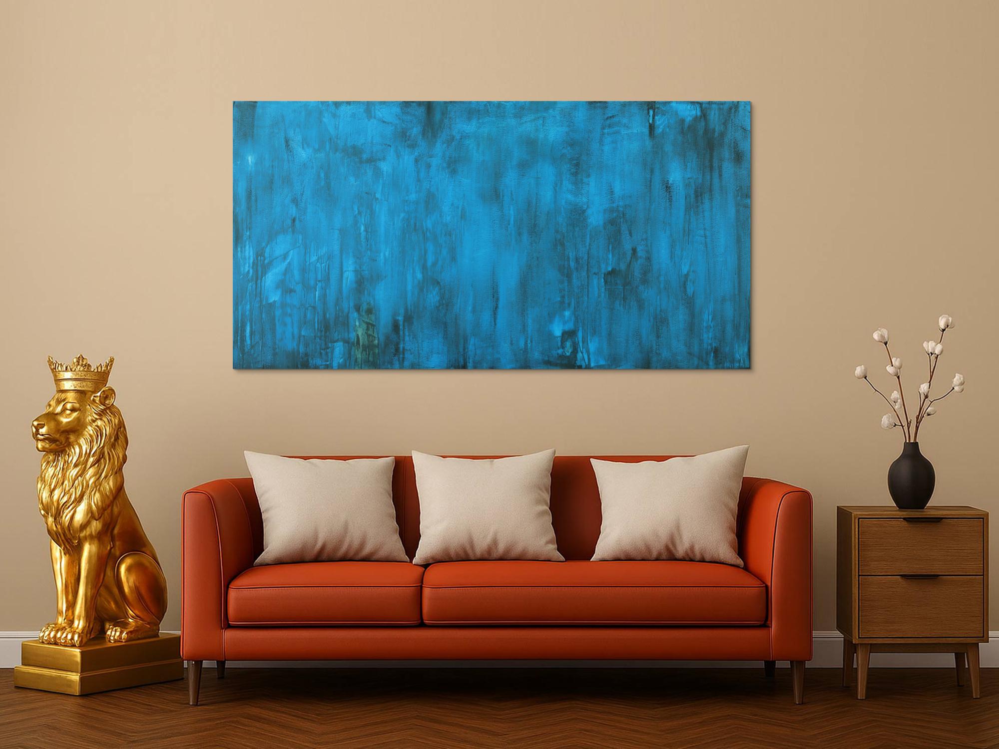 Abstraktes Gemälde Türkis vintage Look Modern Art handgemalt