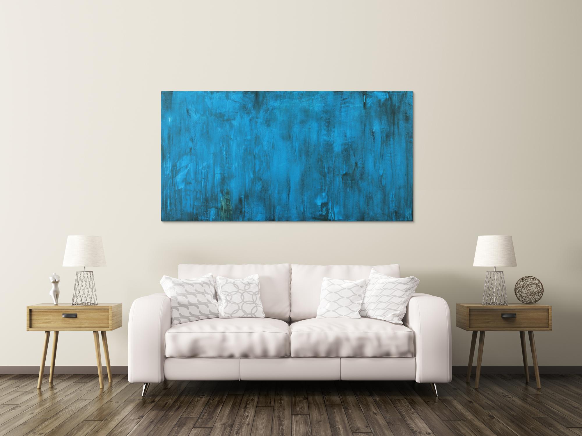 Abstraktes Gemälde Türkis vintage Look Modern Art handgemalt