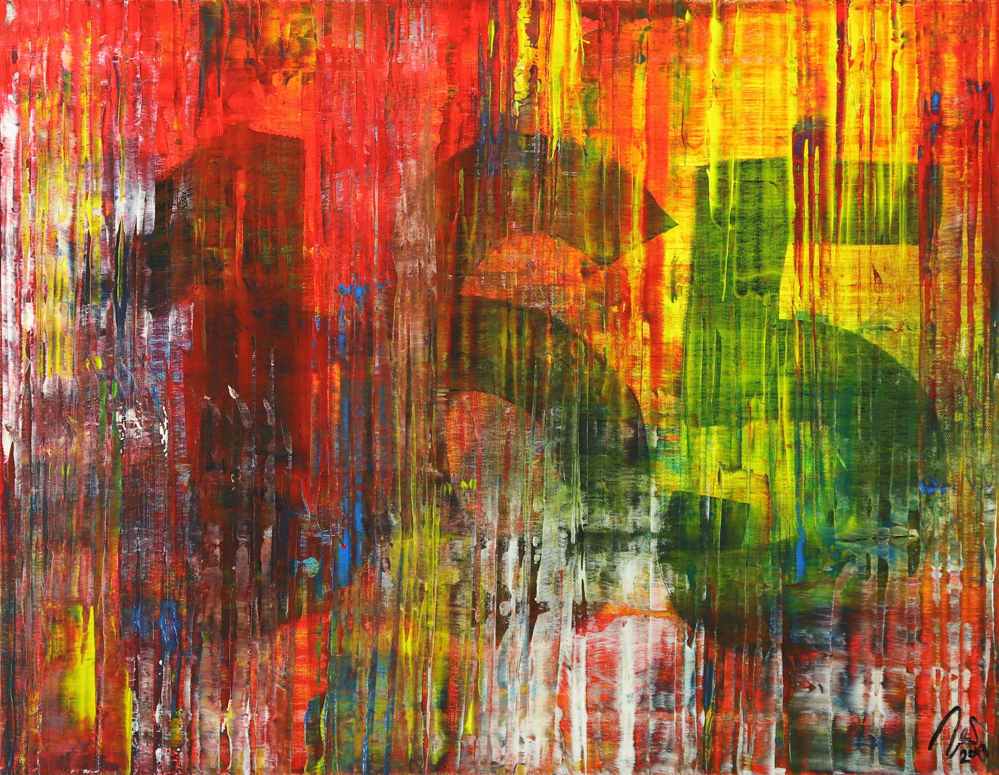 Abstraktes Gemälde Modern Art Spachteltechnis sehr bunt zeitgenössisch handgemalt