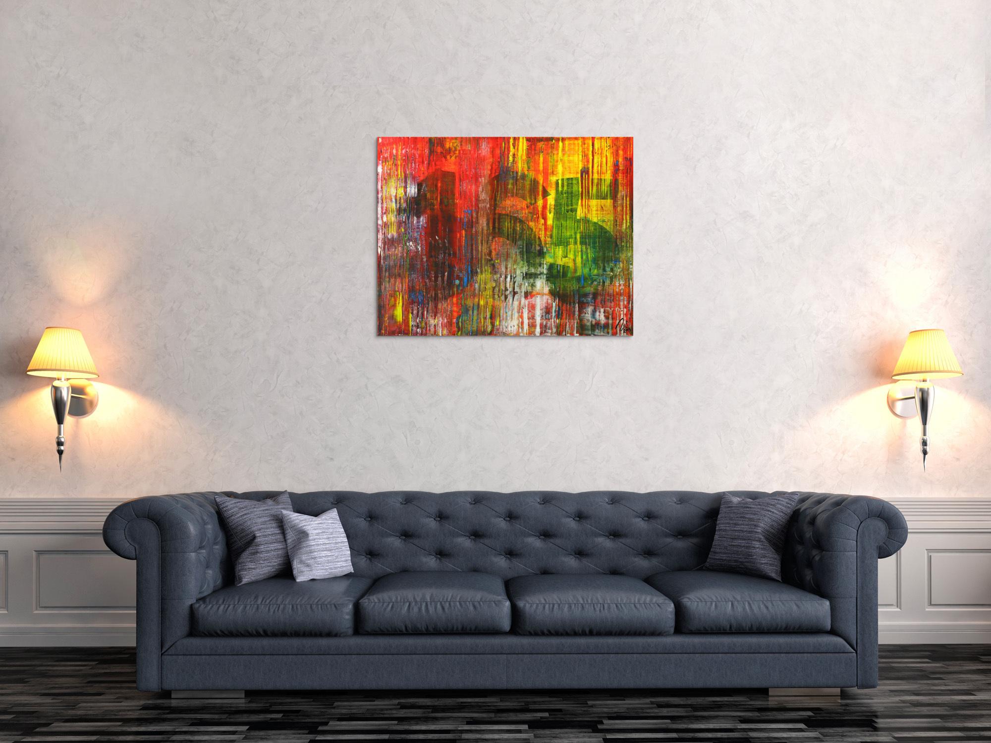 Abstraktes Gemälde Modern Art Spachteltechnis sehr bunt zeitgenössisch handgemalt