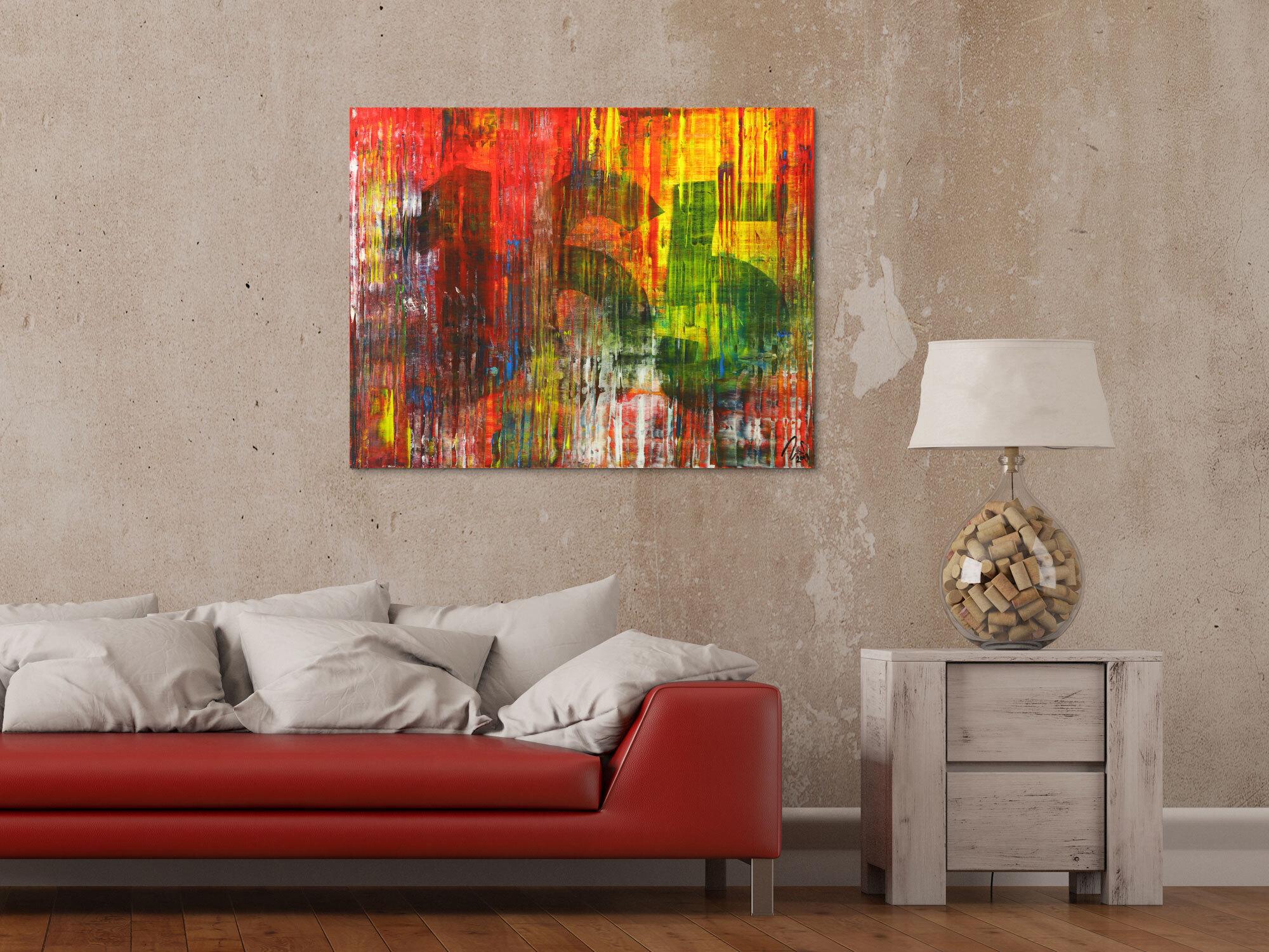 Abstraktes Gemälde Modern Art Spachteltechnis sehr bunt zeitgenössisch handgemalt