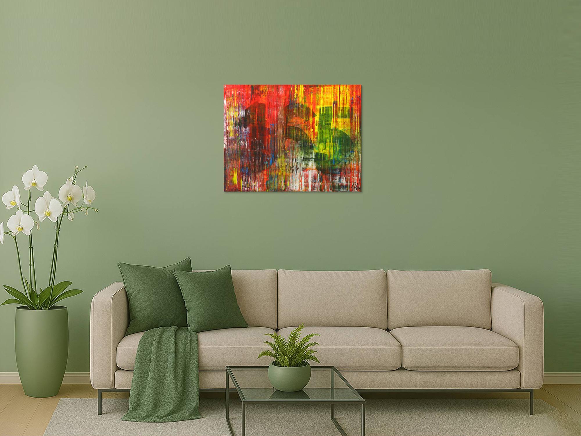 Abstraktes Gemälde Modern Art Spachteltechnis sehr bunt zeitgenössisch handgemalt